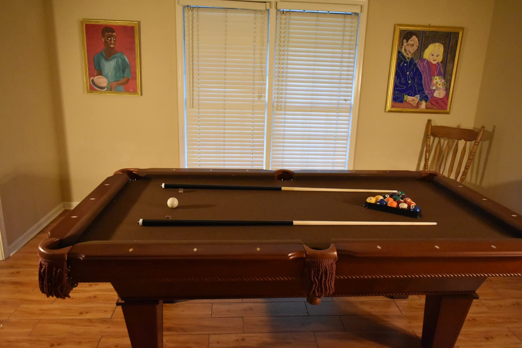 Fat Cat Frisco 7.5 Foot Pool Table, Billiard Table with Accuslate Surface, K66 Bumpers, Oak Finish, Includes Cues and Balls customer photo 1