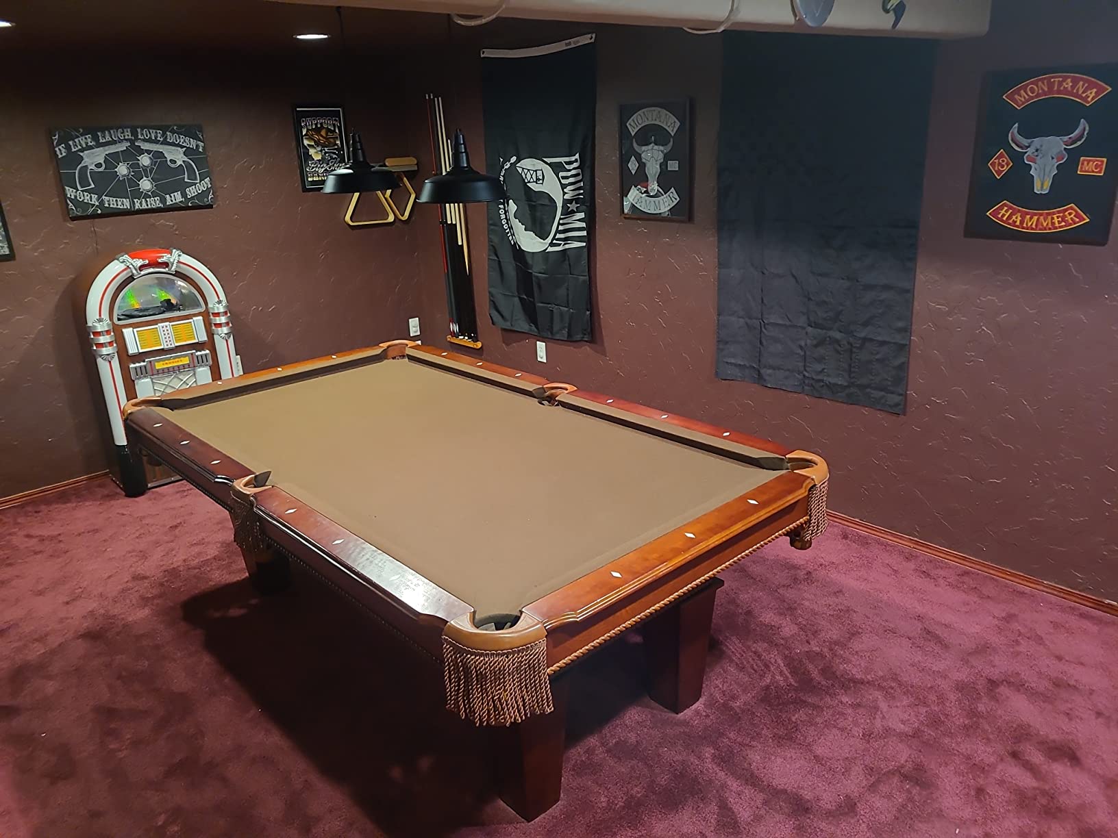 Fat Cat Frisco 7.5 Foot Pool Table, Billiard Table with Accuslate Surface, K66 Bumpers, Oak Finish, Includes Cues and Balls customer photo 2