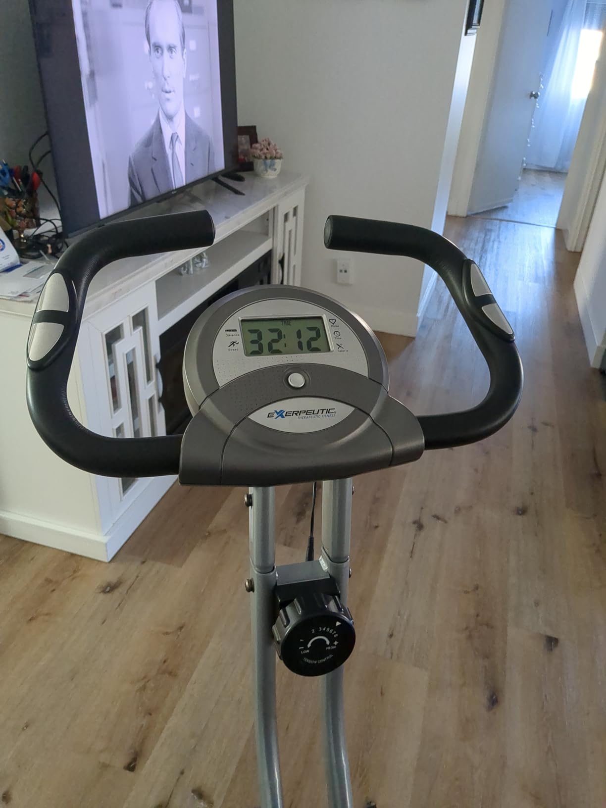 Exerpeutic Foldable Exercise Bike, 8 levels of Resistance Stationary Bicycle with Airsoft Seat, LCD Display to Track Distance, Calories, Time and Speed customer photo 2