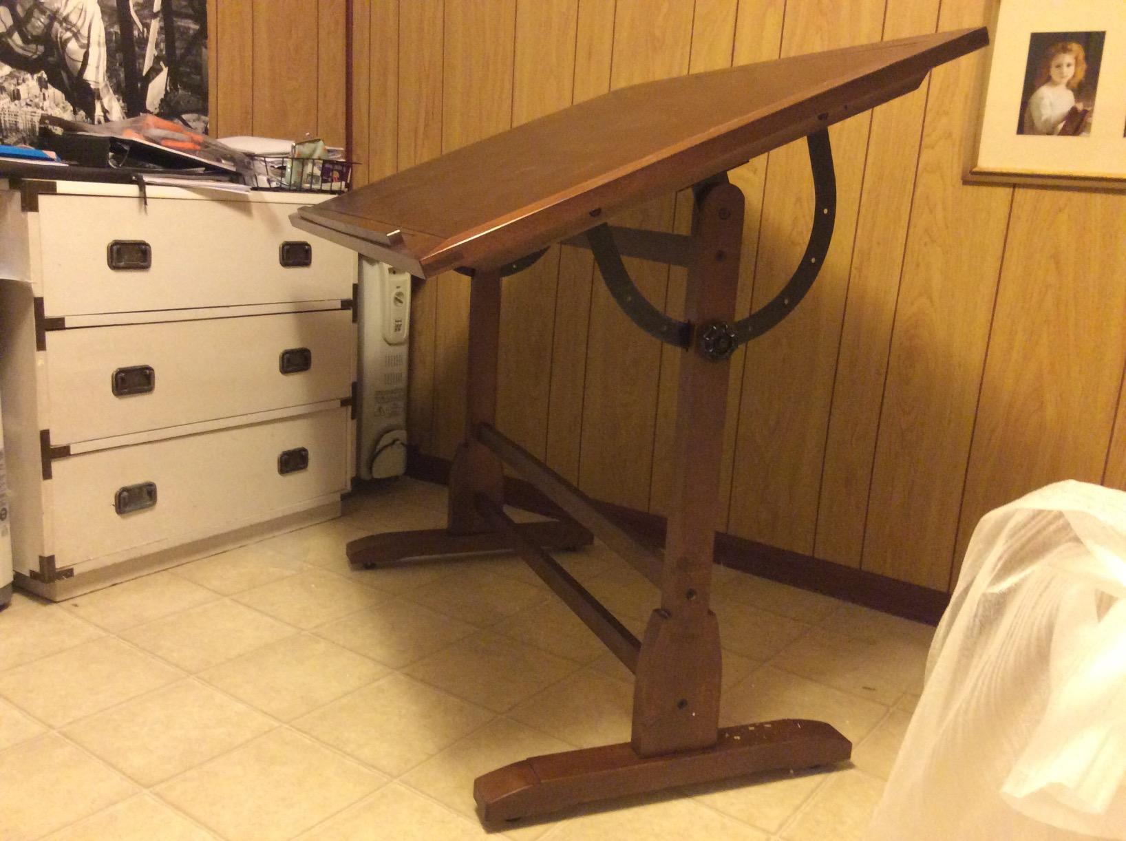 Studio Designs Vintage Drafting Table - Antique Design Solid Wood Drafting Table with Built-In Pencil Groove and Pencil Ledge - Angle Adjustable Work Surface customer photo 2