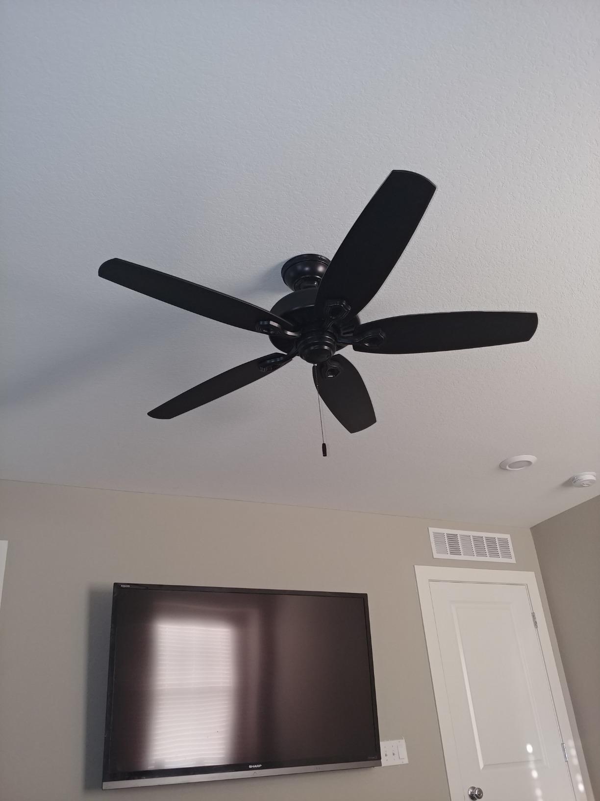 Hunter Builder Elite, Outdoor or Indoor, Ceiling Fan, 52 inch, Matte Black | No Light, Standard Mount, Pull Chain, 5 Blades, For Living Room, Patio, Porch, 53294 customer photo 2