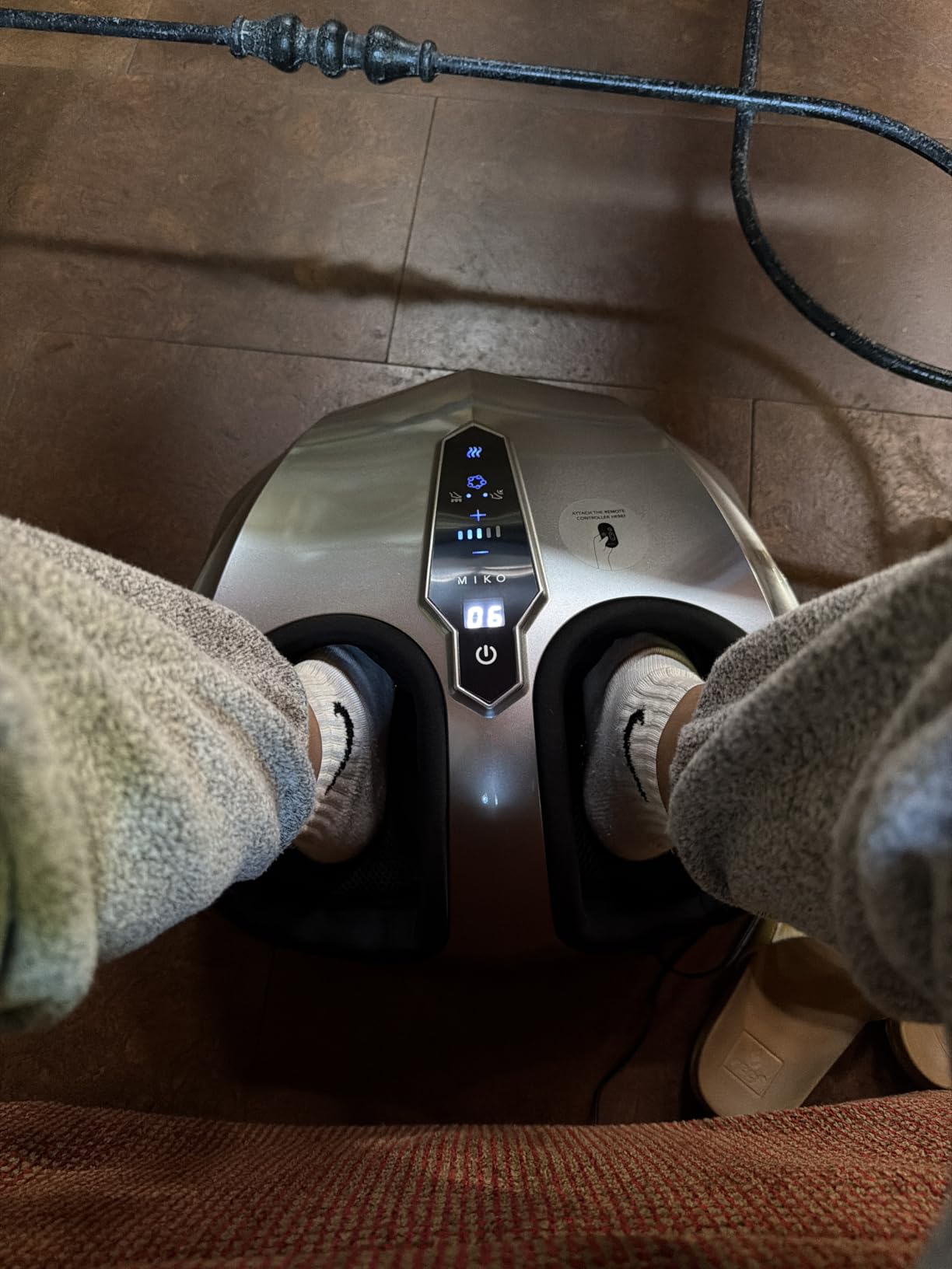 MIKO Shiatsu Foot Massager with Heat for Neuropathy & Plantar Fasciitis | Heated shiatsu feet massager, 5 intensity levels, deep compression & wireless remote, fits feet up to men's size 12 customer photo 1