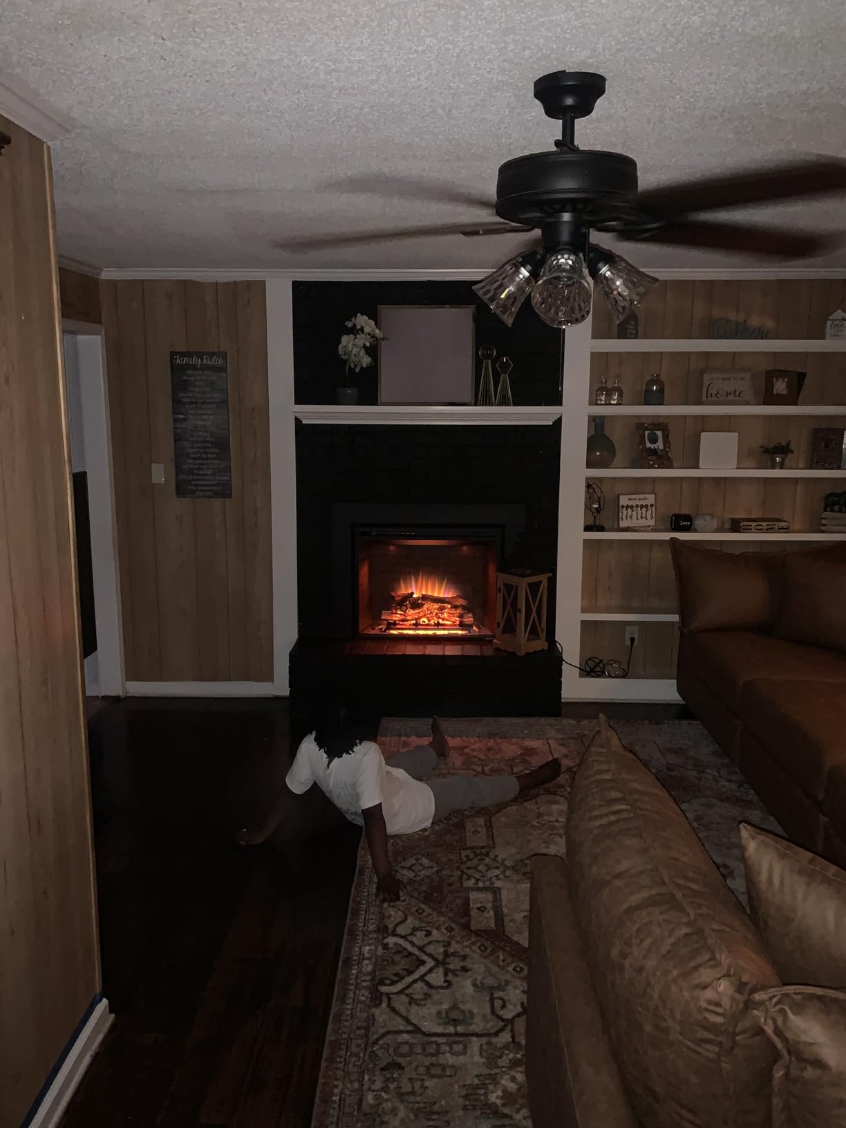 PuraFlame Western Electric Fireplace Insert with Fire Crackling Sound, Remote Control, 750/1500W, Black, 33 1/16 Inches Wide, 25 9/16 Inches High customer photo 2