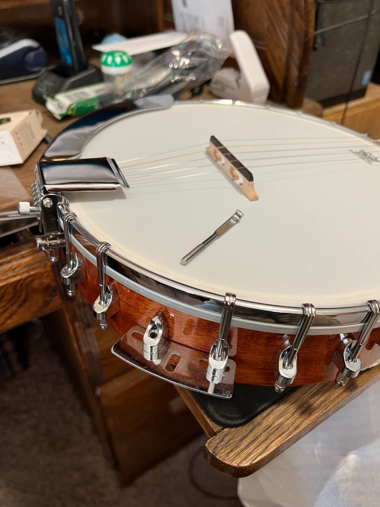 ADM Banjo 5 String Full Size Banjoes Set, 38 Inch Beginner Banjo Kit with Resonator, Remo Drum Head, Open or Closed Back, Gift Package Free Lessons Starter Accessories for Adults Teenager, Brown customer photo 2