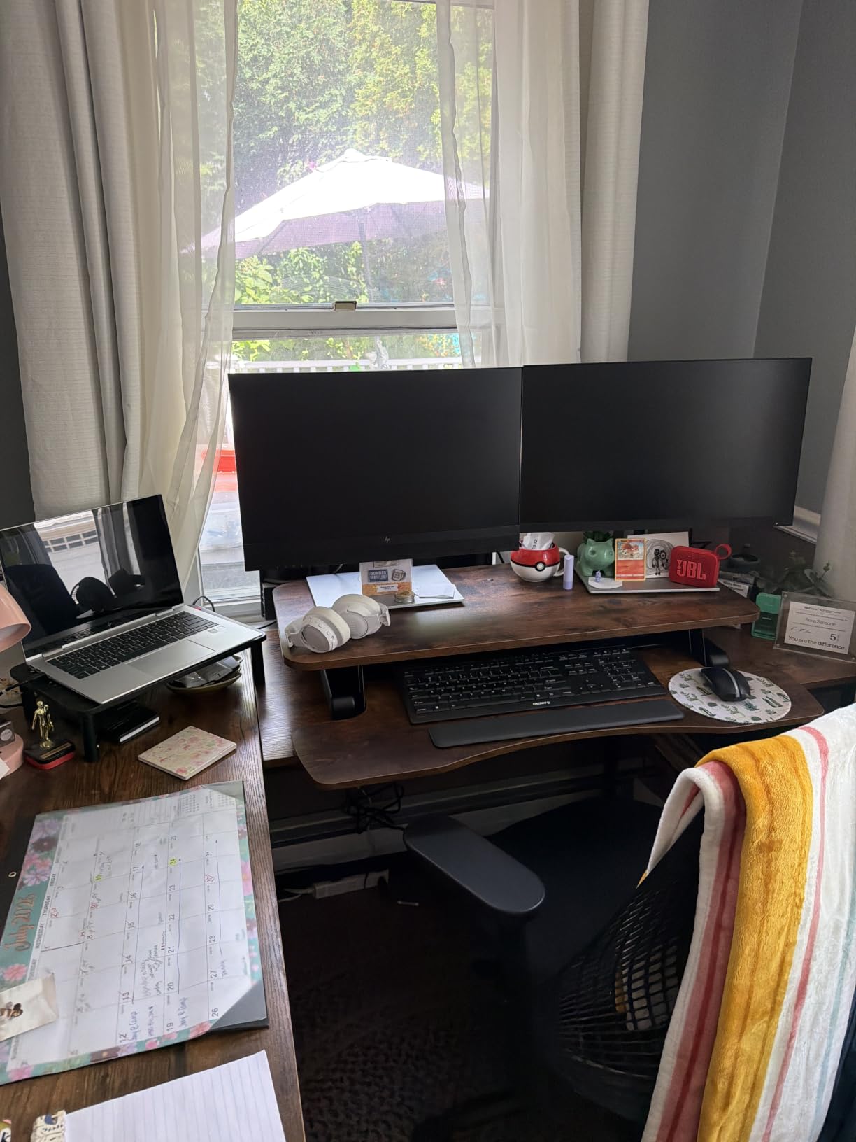 VIVO 32 inch Desk Converter, K Series, Height Adjustable Sit to Stand Riser, Dual Monitor and Laptop Workstation with Wide Keyboard Tray, Black, DESK-V000K | Height Adjustable, Stand Up Desk Riser, Wide Keyboard Tray, Dual Monitor and Laptop Workstation, K Series customer photo 1