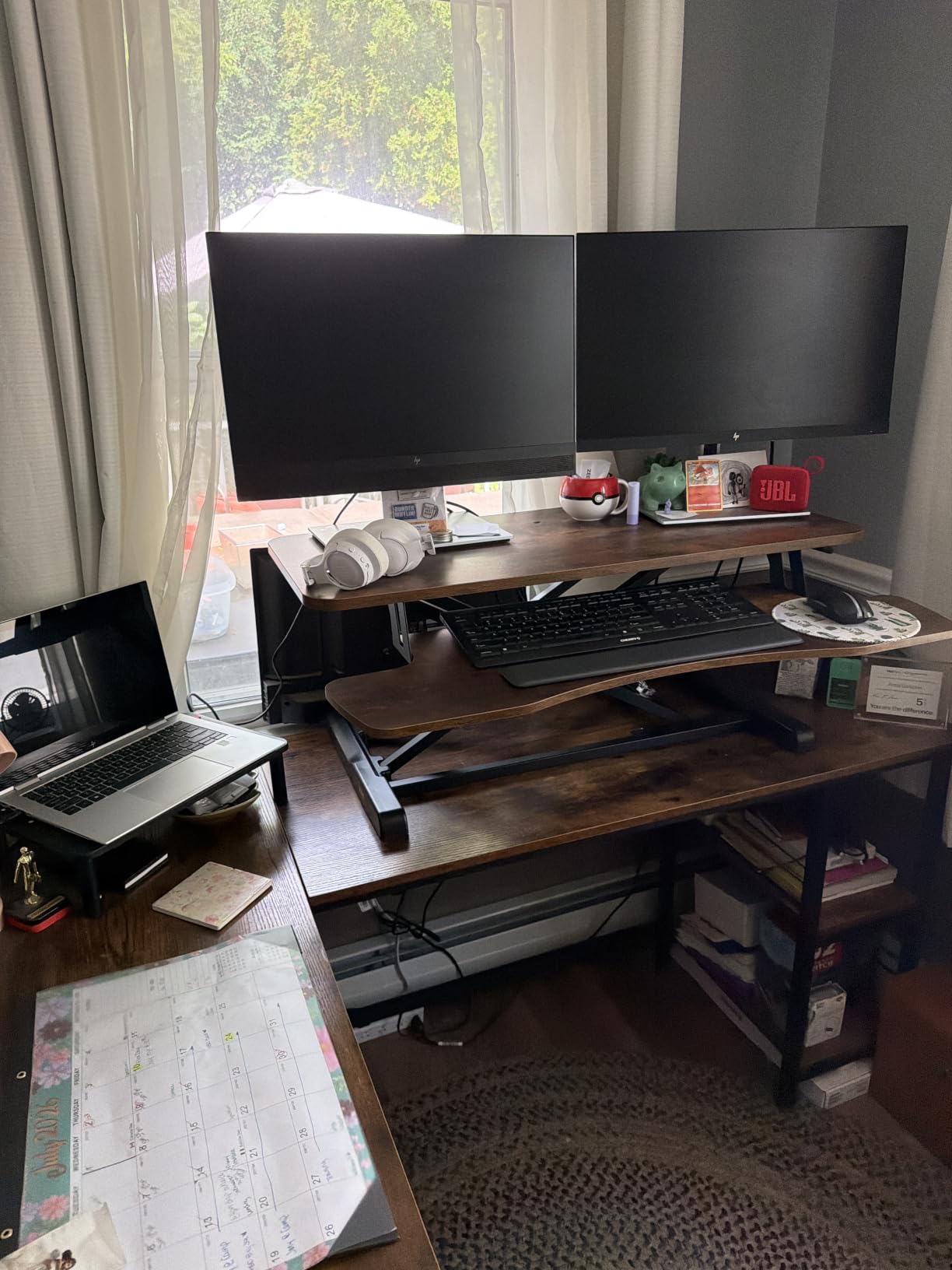 VIVO 32 inch Desk Converter, K Series, Height Adjustable Sit to Stand Riser, Dual Monitor and Laptop Workstation with Wide Keyboard Tray, Black, DESK-V000K | Height Adjustable, Stand Up Desk Riser, Wide Keyboard Tray, Dual Monitor and Laptop Workstation, K Series customer photo 2
