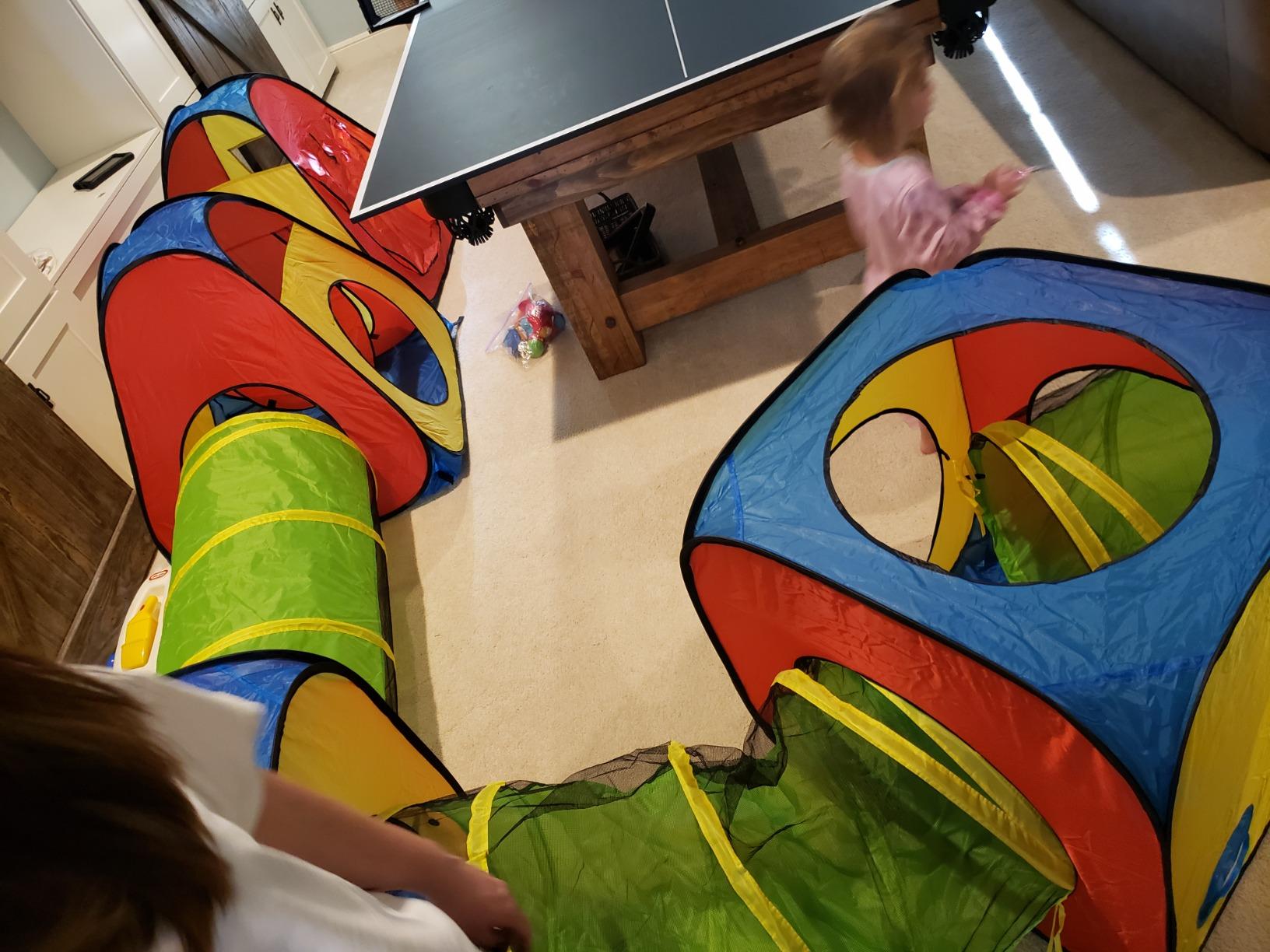 UTEX 8 in 1 Pop Up Kids Play Tent with 4 Tunnel, Indoor/Outdoor Playhouse | Baby Tunnel, Tunnel Toys for Toddlers 1-3, Primary Color Style, Tear-resistant Fabric,1 year old boy gifts customer photo 2