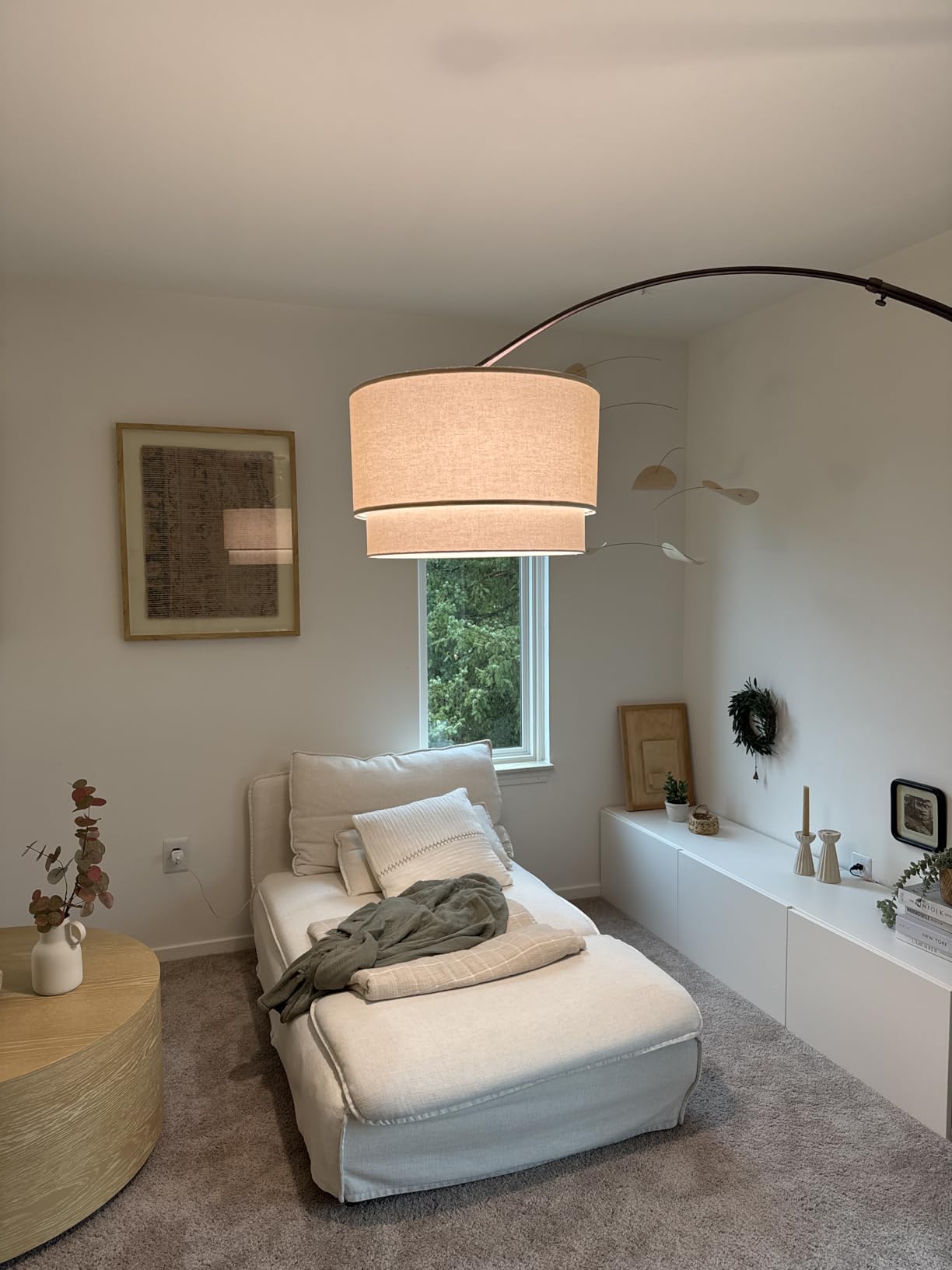 Brightech Mason Arc Floor Lamp - Modern Corner Standing Lamp with Unique Hanging Drum Lamp Shade for Living Room - Bright Overhead, Curved Hanging Light for Bedroom, Library, Den - Bronze customer photo 2