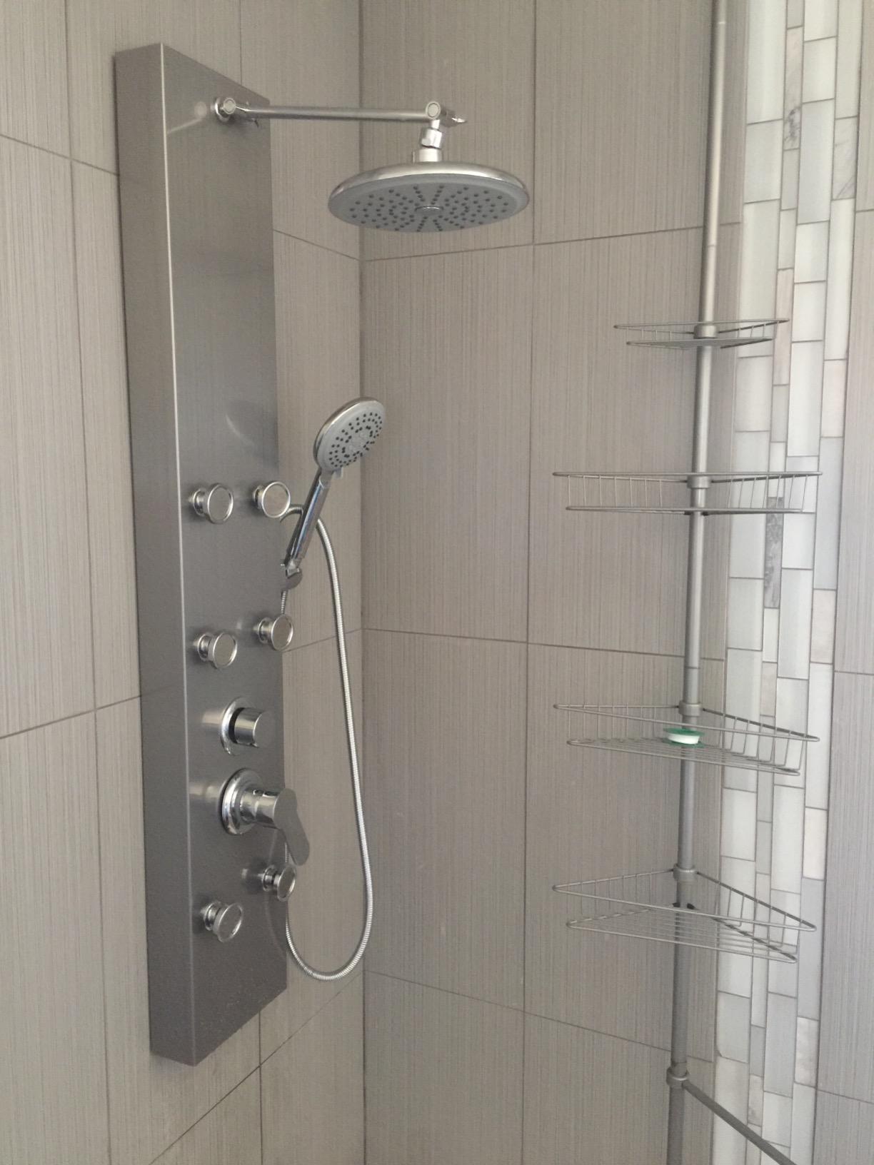 ROVOGO Shower Panel Tower System with Adjustable Rainfall Head, 6 Body Jets and 5-Setting Handheld, Mixer Valve Included, Stainless Steel, Brushed customer photo 1