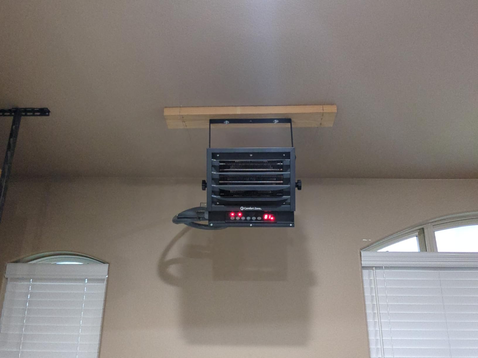 Comfort Zone Hard-Wired Ceiling Mount Garage Space Heater with Remote, 7,500 Watt, 240 Volt, Fan-Forced, Overheat Protection, Digital Thermostat, 12-Hour Timer, Ideal for Garage & Workshop, CZ230ER customer photo 2