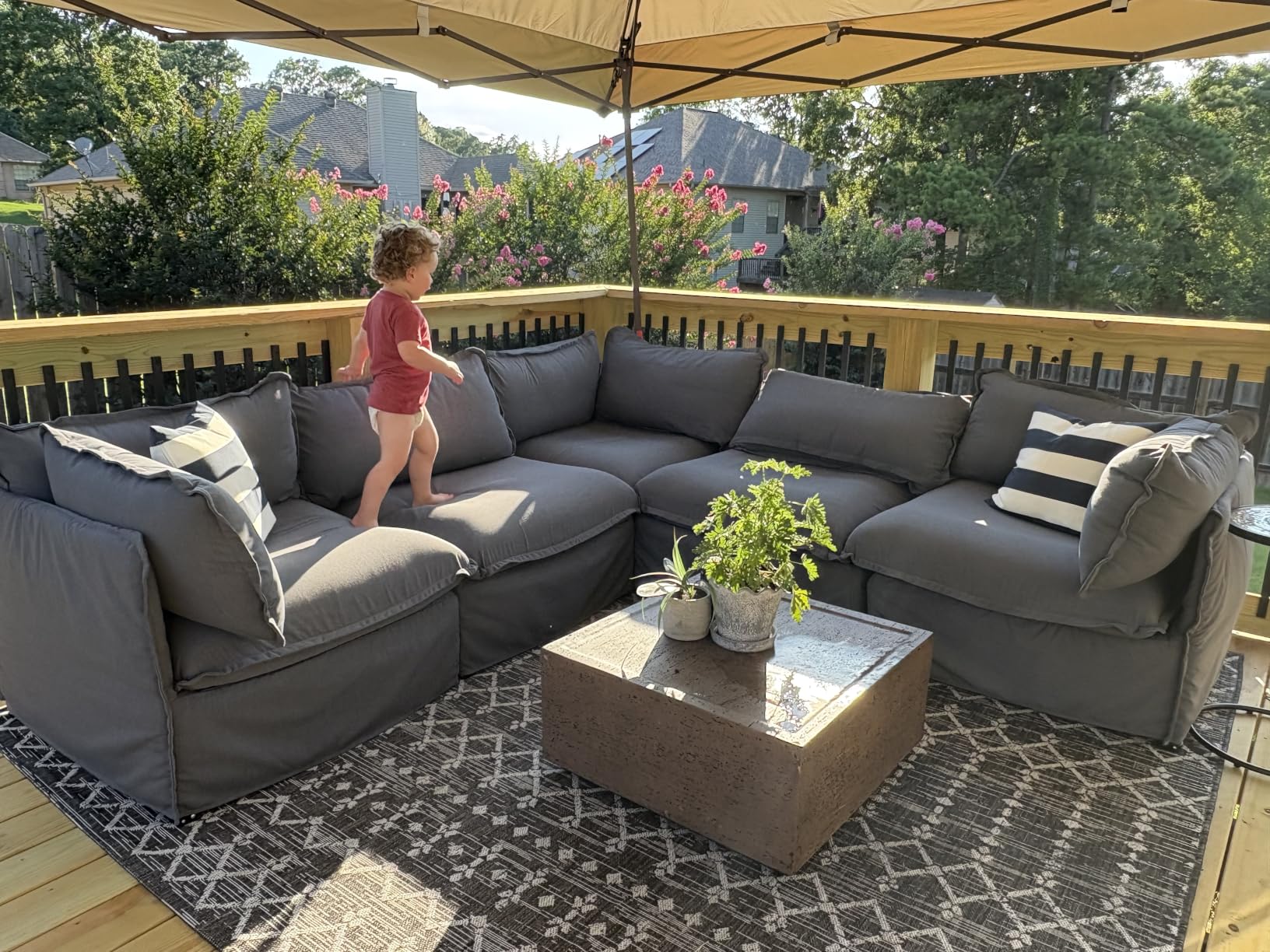 JONATHAN Y Moroccan Geometric Indoor Outdoor Area Rug 8X10 Natural/Black, Ourika Textured Weave for Backyard, Patio, Porch, Easy-Cleaning, High Traffic, Pet-Friendly, Non-Shedding (SMB108D-8) customer photo 2