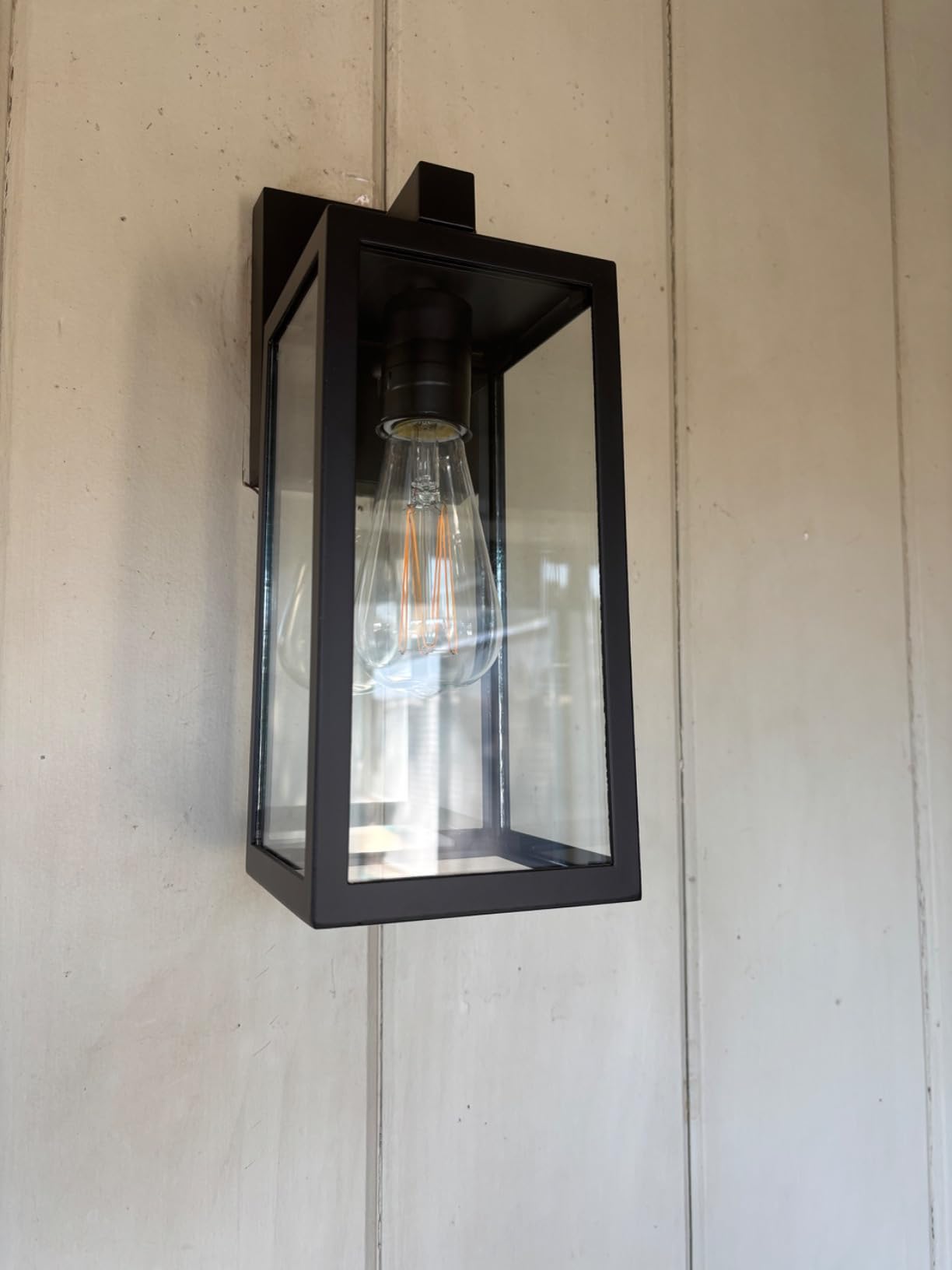 MAXvolador Outdoor Wall Lantern, Exterior Waterproof Wall Sconce Light Fixture, Black Anti-Rust Mount Light with Clear Glass, E26 Base Wall Lamp customer photo 2
