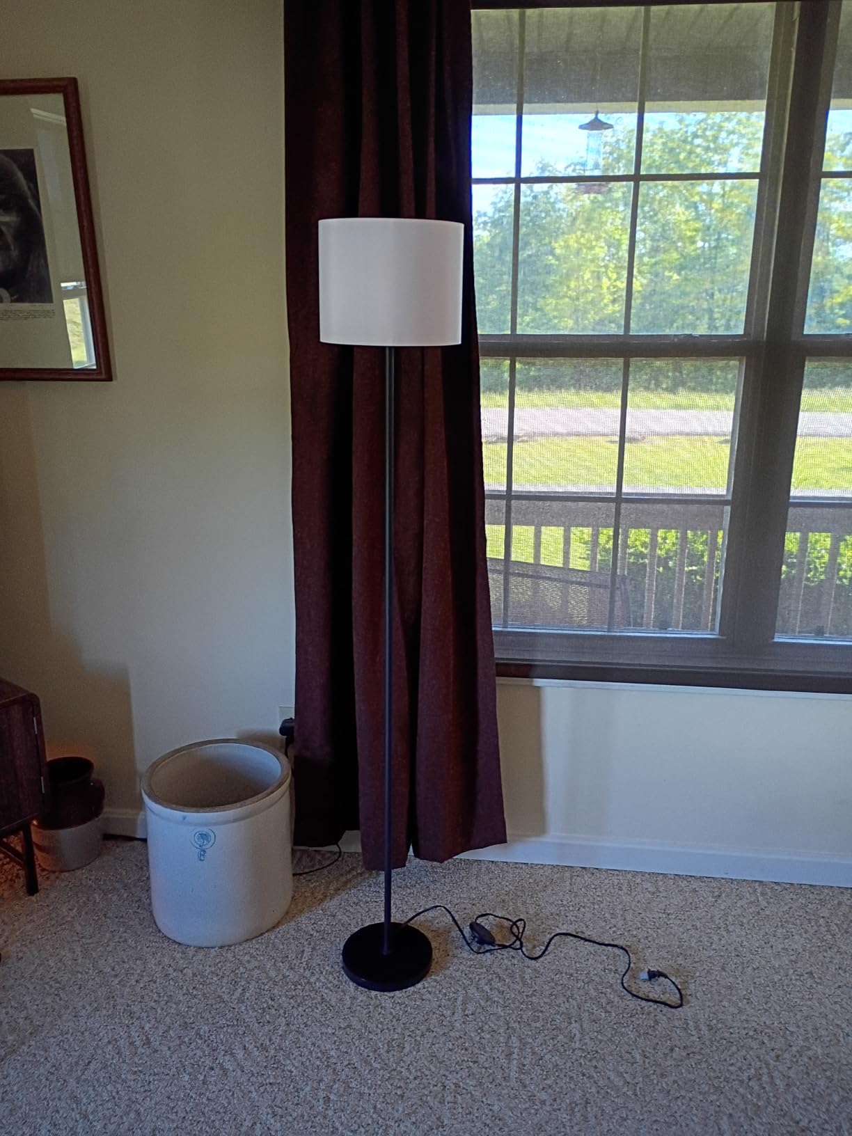 Modern Floor Lamp Simple Design with White Shade, Foot Pedal Switch, 60