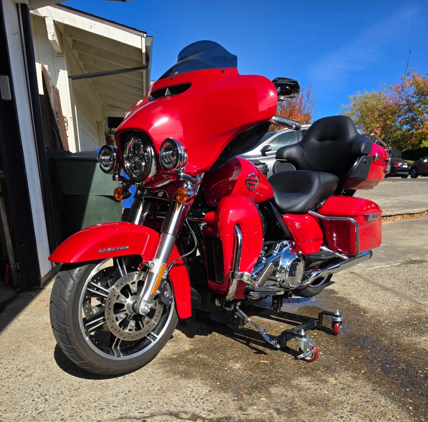 Let's Roll Cruiser Motorcycle Stand - 1200 LB Motorcycle Dolly for Garage Storage, Heavy Duty Dolly Wheels, Stable Garage Wheel Dollies with Mobility for Maintenance - Made in The USA customer photo 1