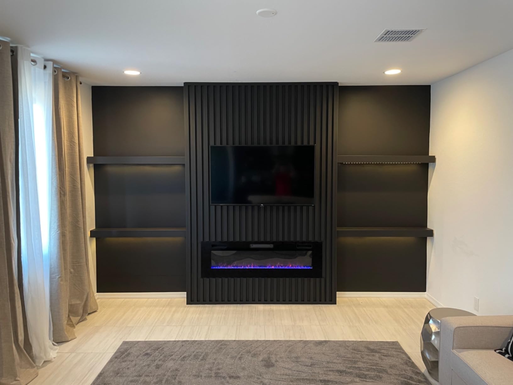 30 inch Electric Fireplace Recessed and Wall Mounted Insert | Fireplace Heater with Ultra-Thin Lightweight LED Flush Mount Linear Fit, Timer, Touch Screen, Remote Control, Black customer photo 1