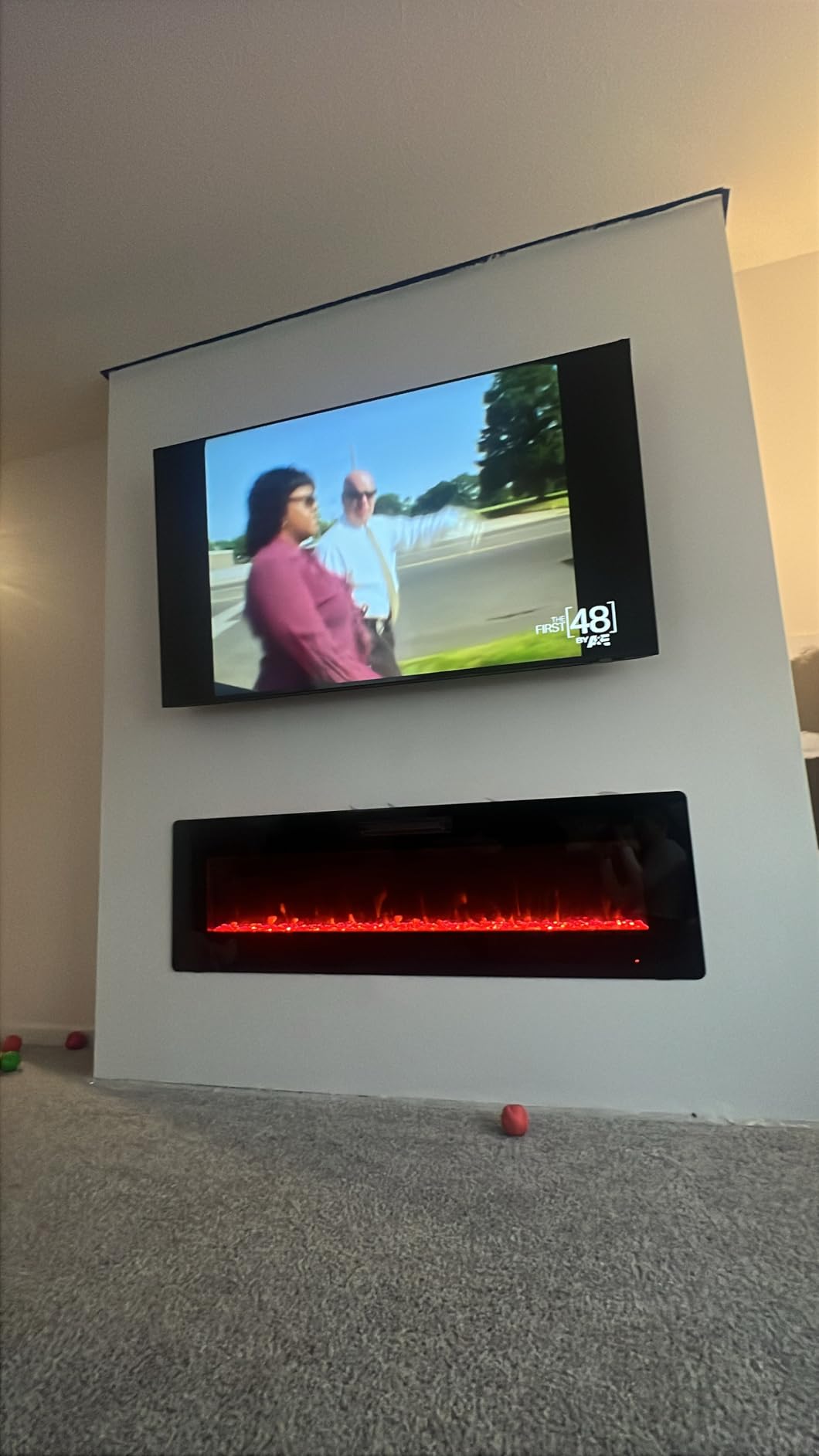 30 inch Electric Fireplace Recessed and Wall Mounted Insert | Fireplace Heater with Ultra-Thin Lightweight LED Flush Mount Linear Fit, Timer, Touch Screen, Remote Control, Black customer photo 2