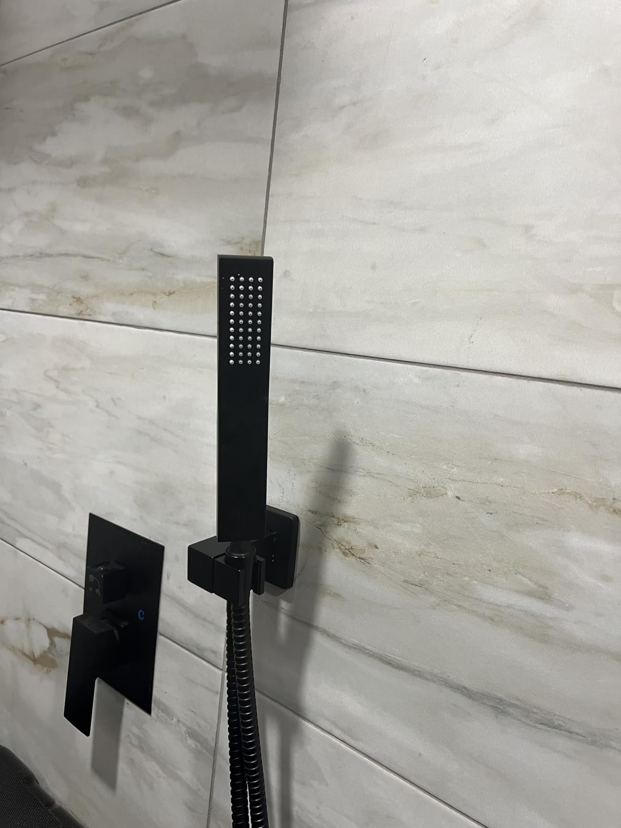 gotonovo Shower Faucet Set with Handheld Spray Matte Black, 12 Inch Head | SUS304 Rainfall Shower Head and Handle Set System, Pressure Balance Valve Trim Kit, Wall Mount, All Metal customer photo 2