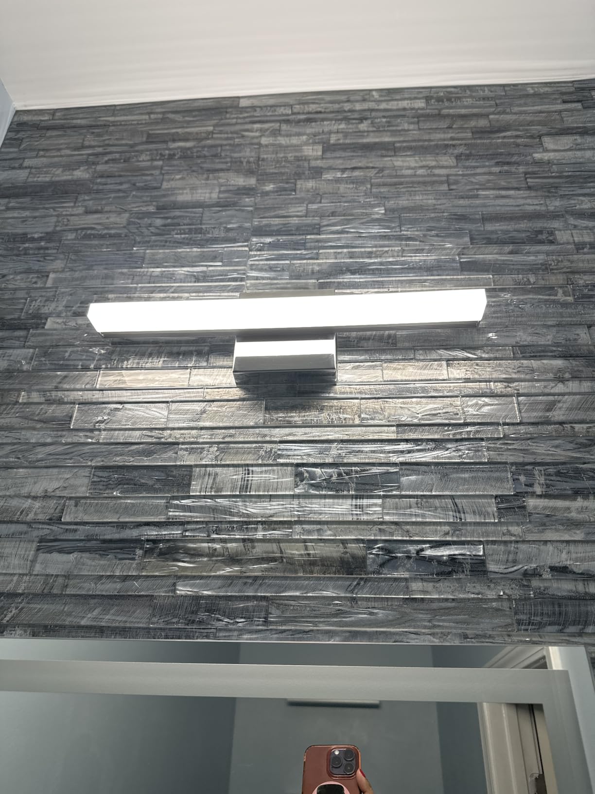 Modern Bathroom Light Fixtures Over Mirror Vanity Lighting, 16 Inch 9W Led Chrome Small Restroom Wall Lamps customer photo 2
