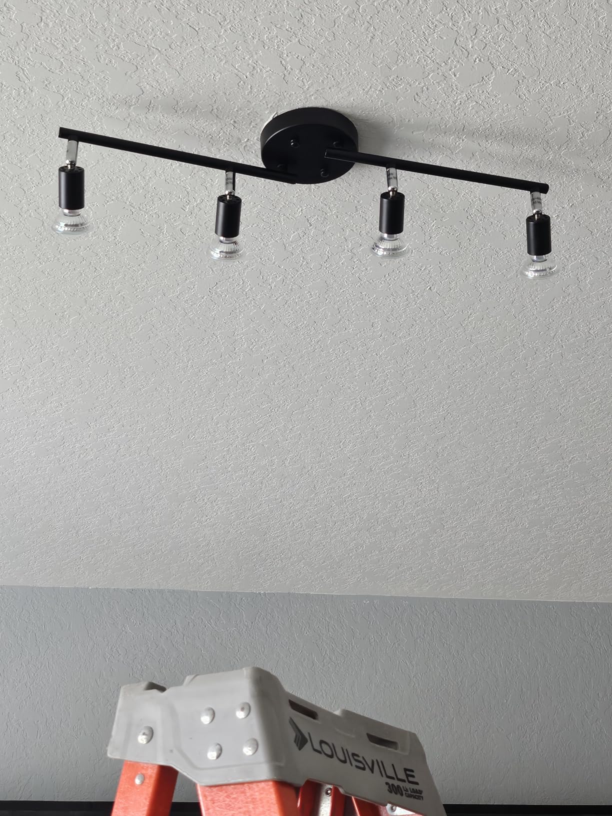 LED 4 Light Track Lighting Kit, 24.8'' Black 4 Way Ceiling Spot Lighting, Flexibly Rotatable Head, Track Light Included 4 x LED GU10 Bulb (4W, Daylight White 5000K, 400LM) customer photo 1