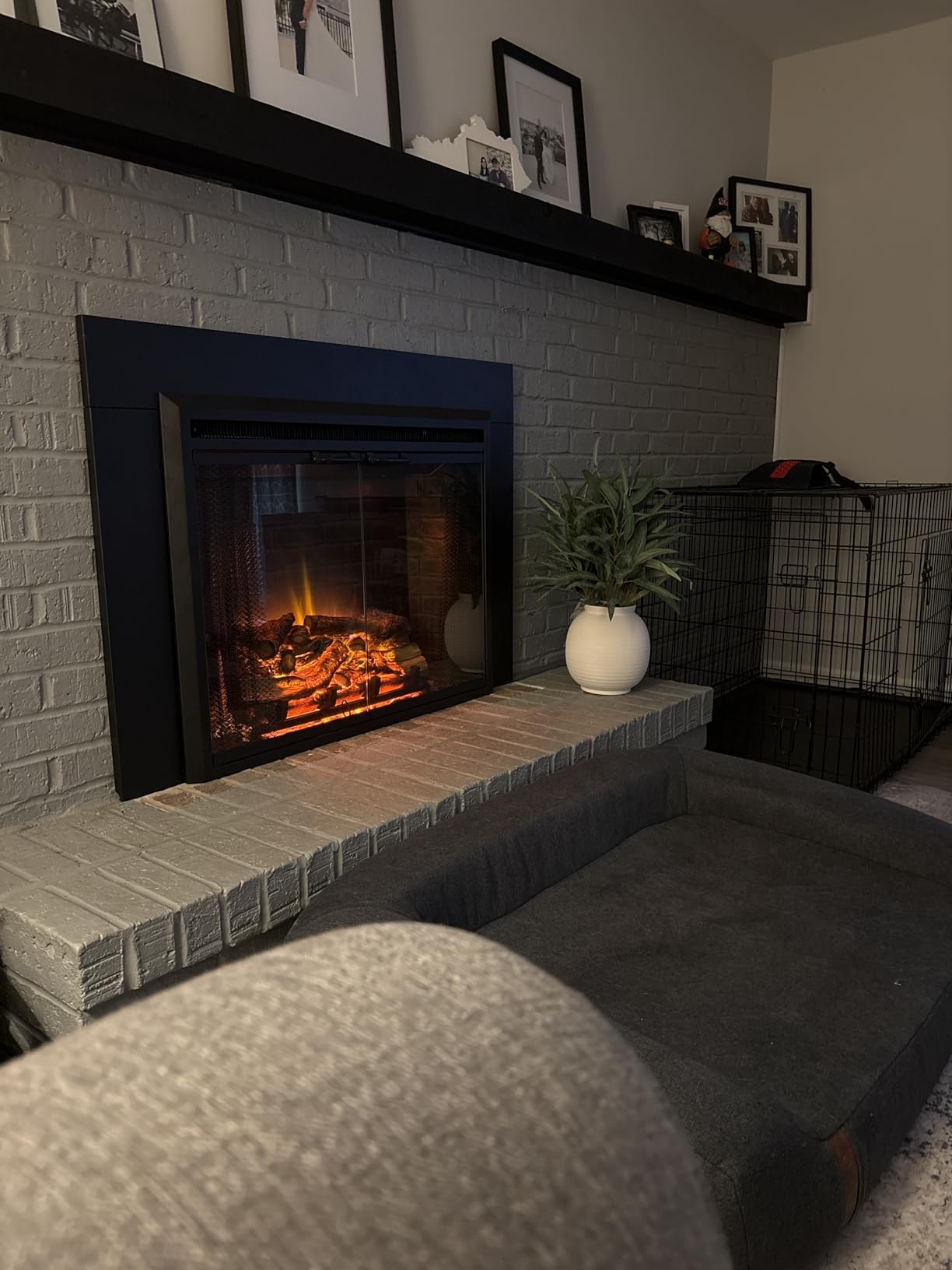 PuraFlame Klaus Electric Fireplace Insert with Fire Crackling Sound, Glass Door and Mesh Screen, 750/1500W, Black, 33 1/16 Inches Wide, 25 9/16 Inches High customer photo 2