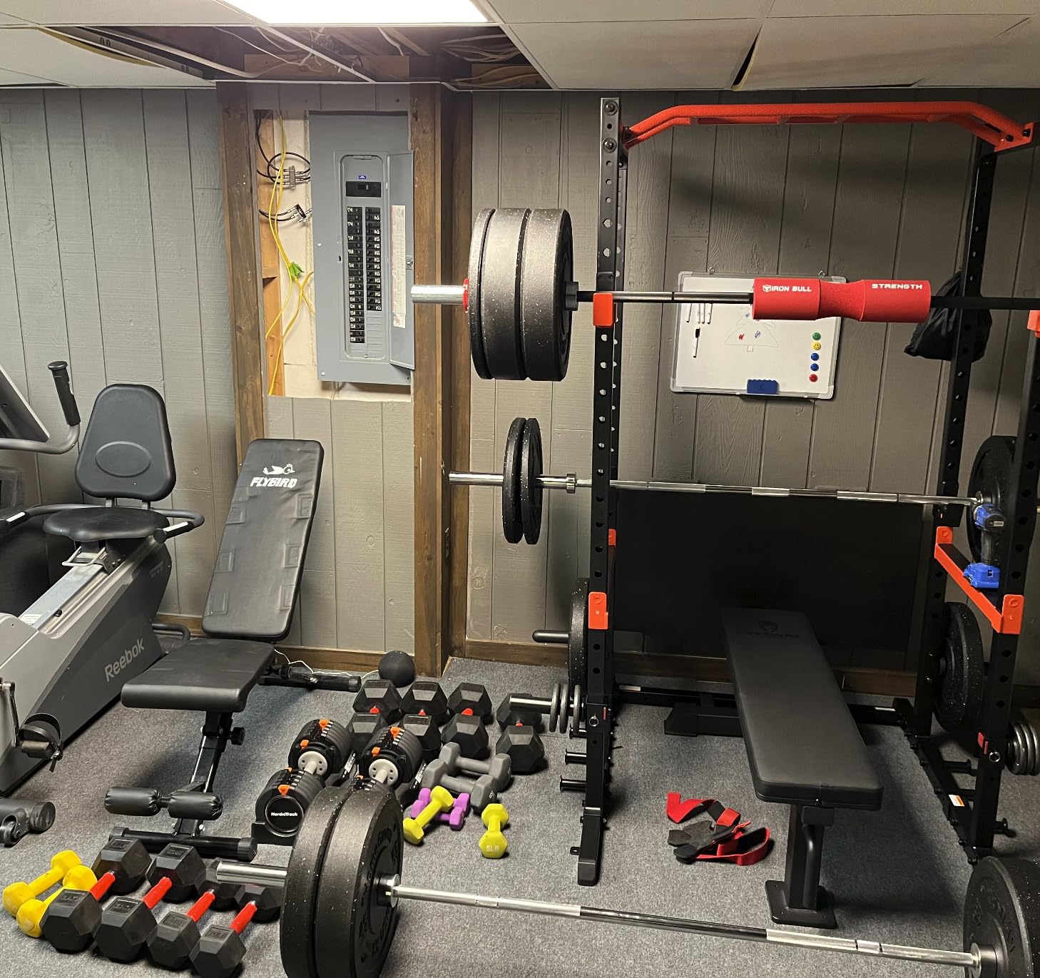 Sunny Health & Fitness Power Zone Strength Rack Power Cage - 1000 LB Weight Capacity, Spotter Bar, Angled Pull-Up Bar, J-Hooks, Resistance Band Pins, Optional LAT Pull Down customer photo 1