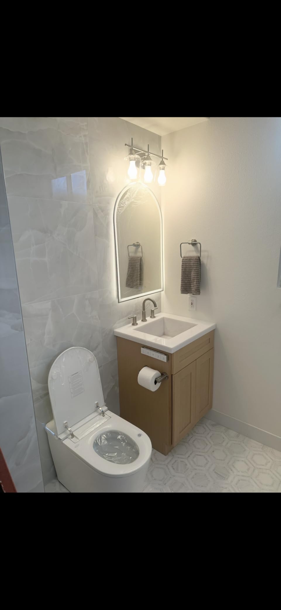 VONLUCE 3 Light Bathroom Vanity Light Fixture, Brushed Gold | Wine Glass Shades customer photo 1