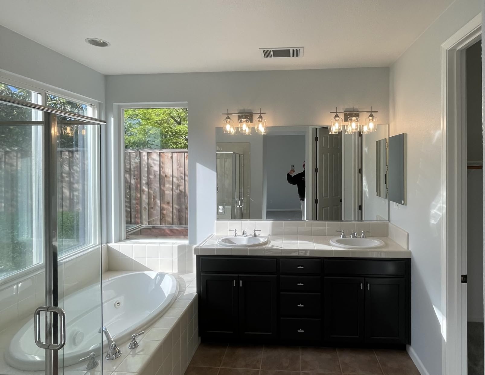 VONLUCE 3 Light Bathroom Vanity Light Fixture, Brushed Gold | Wine Glass Shades customer photo 2