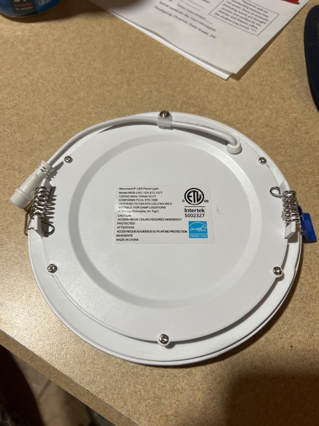 Meconard 4 Pack 6 Inch Ultra-Thin LED Recessed Ceiling Light, 3000K/4000K/5000K Selectable, Dimmable 12W=110W, 1050LM, IC Rated Can-Killer Downlights with Junction Box, ETL and Energy Star Listed customer photo 1