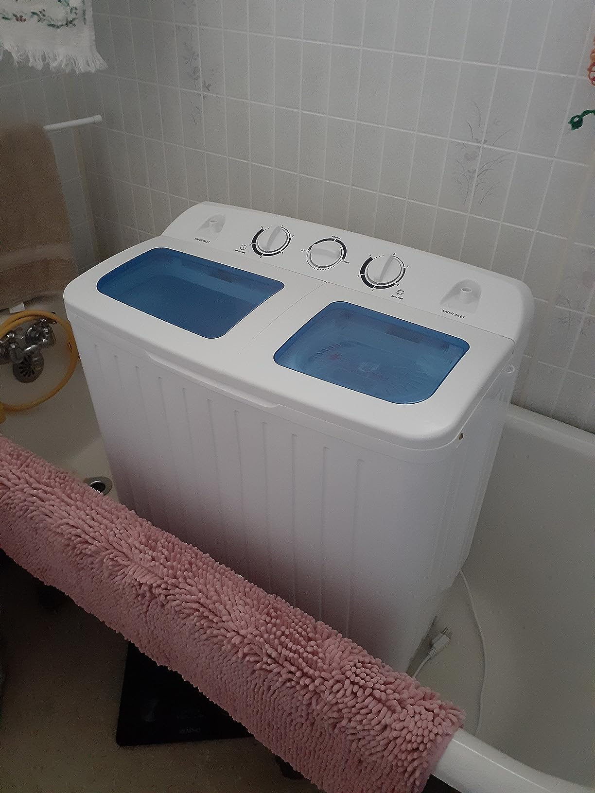 COSTWAY Portable Washing Machine, 12Lbs Washer and 8Lbs Spinner, Blue+White | Twin Tub 20 Lbs Capacity, Durable Design, Timer Control, Compact Laundry Washer for RV Apartments Dorms customer photo 2
