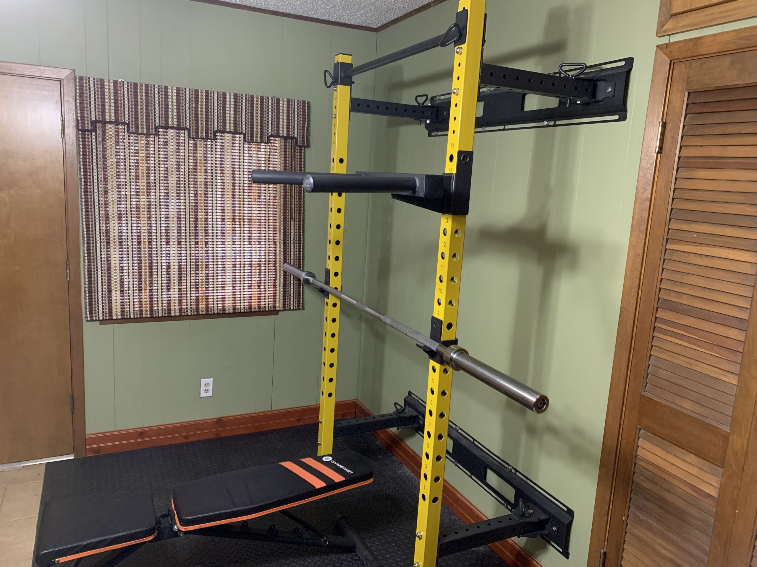 HulkFit Pro Series Wall Mounted Folding Squat Rack and Power Rack with Pull Up Bar & J Hooks for Home Gym, Strength Training Exercise Equipment customer photo 2