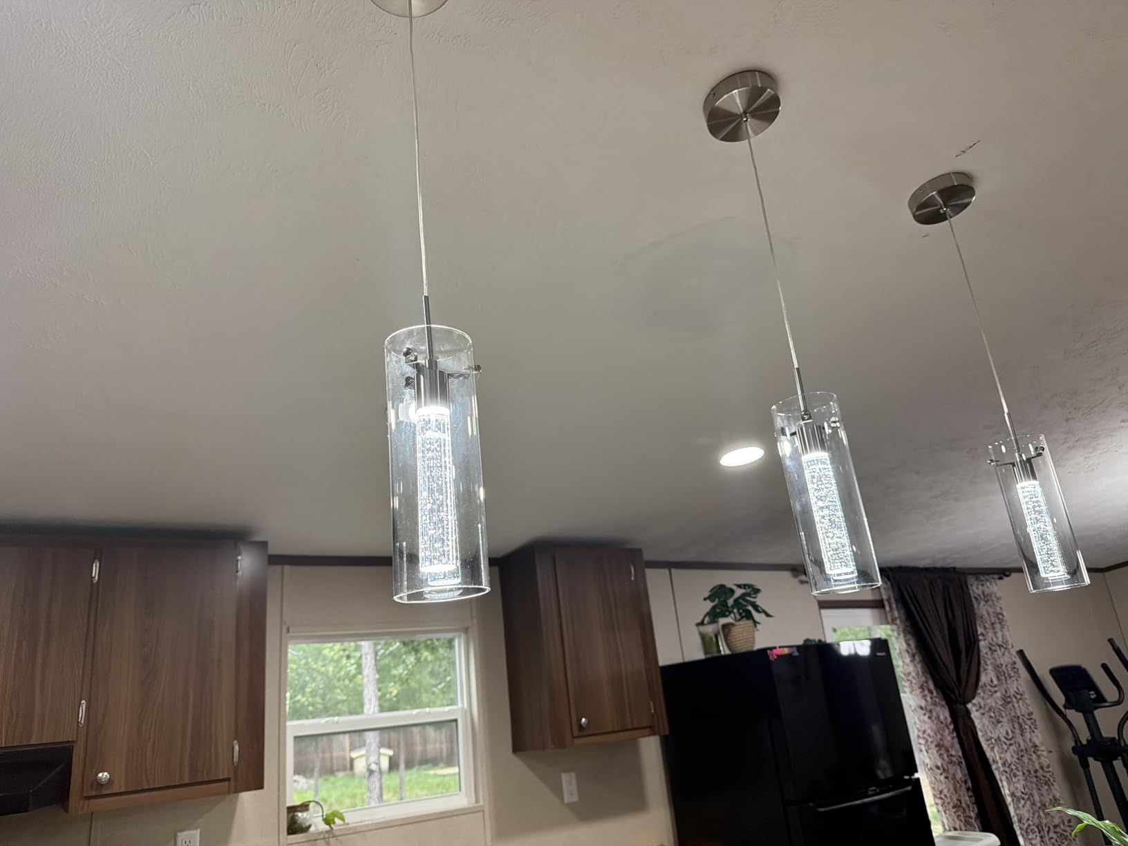 Pendant Ceiling Light Fixture, LED Kitchen Lighting Crystal Pendant Lights Kitchen Island, 1-Light Integrated Kitchen Hanging Light with Bubble Glass (3 Pack) customer photo 1
