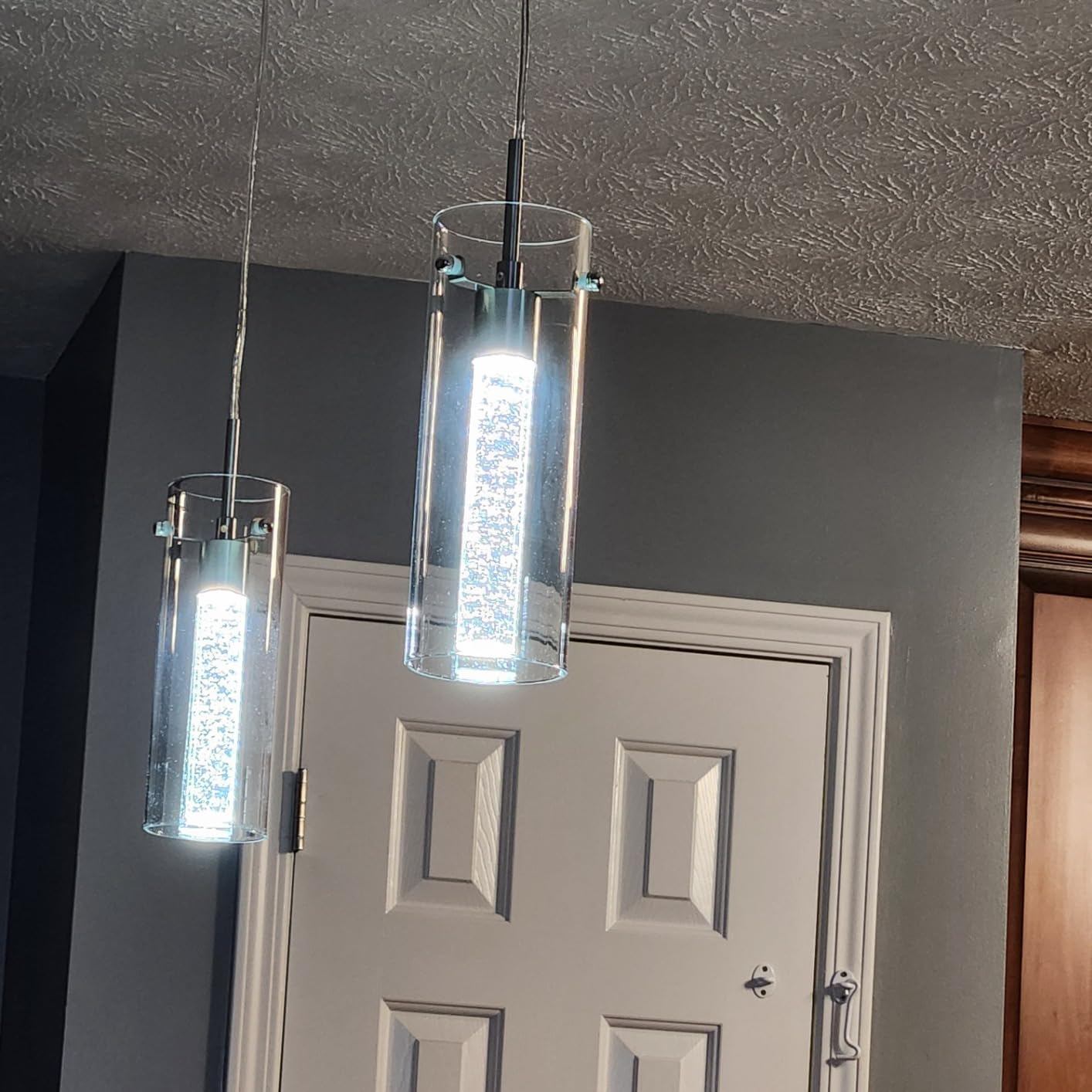 Pendant Ceiling Light Fixture, LED Kitchen Lighting Crystal Pendant Lights Kitchen Island, 1-Light Integrated Kitchen Hanging Light with Bubble Glass (3 Pack) customer photo 2