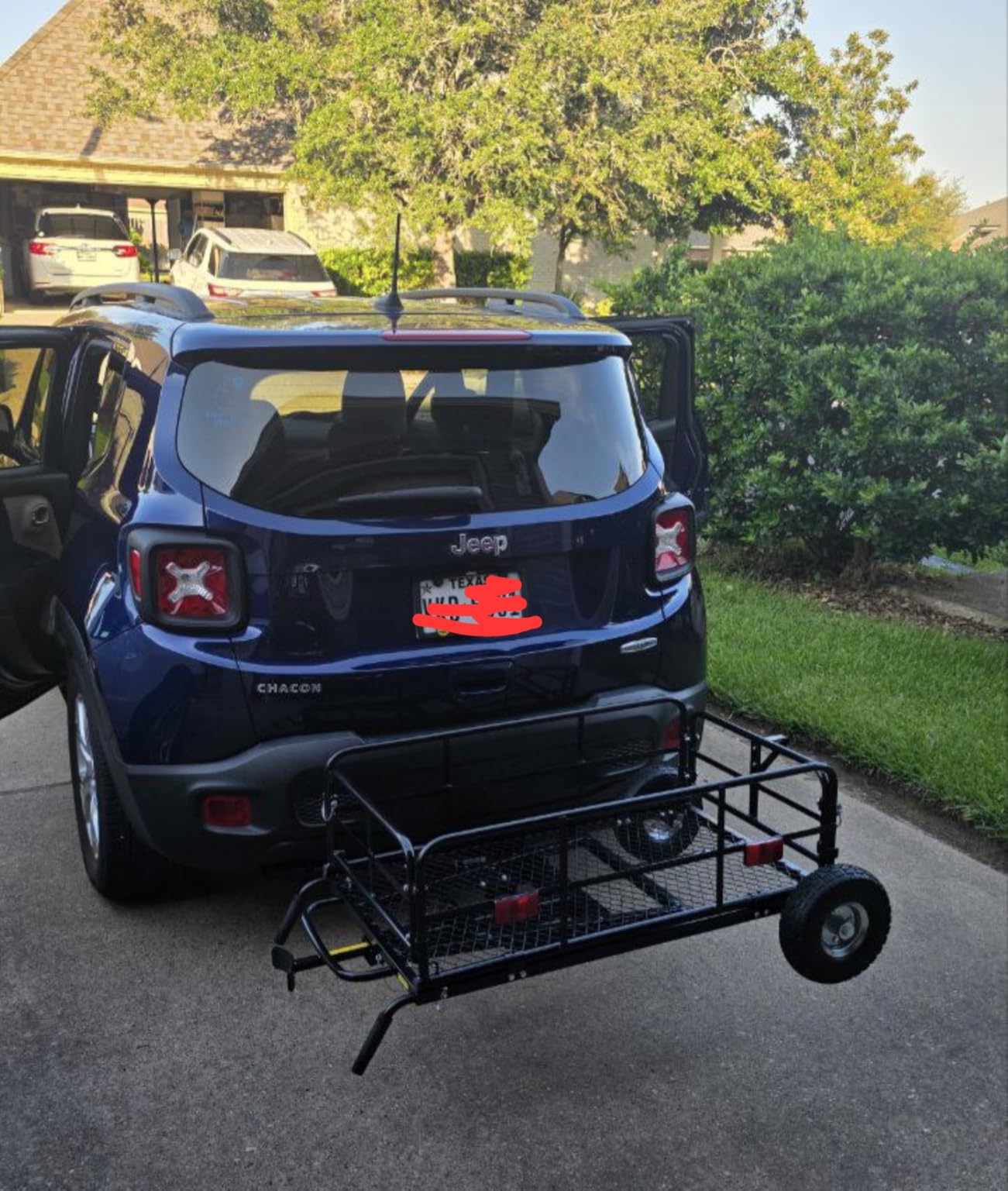 MaxxHaul Hitch-N-Roll 2-in-1 Cargo Carrier & Push Cart - 400 lb Capacity Hitch Mount Steel Basket with 10