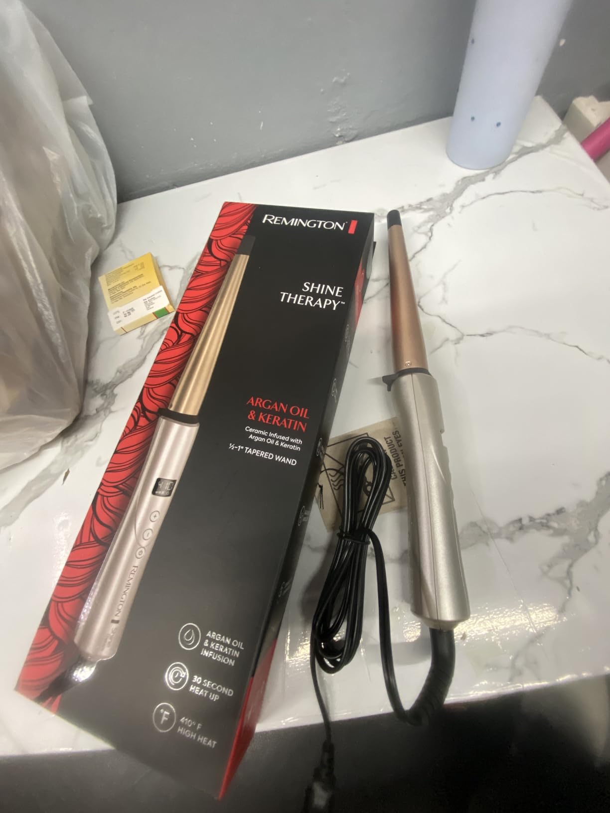 Remington Shine Therapy Argan Oil & Keratin Infused ½-1 Inch Tapered Curling Wand for Natural Curls, Includes Heat Glove customer photo 2