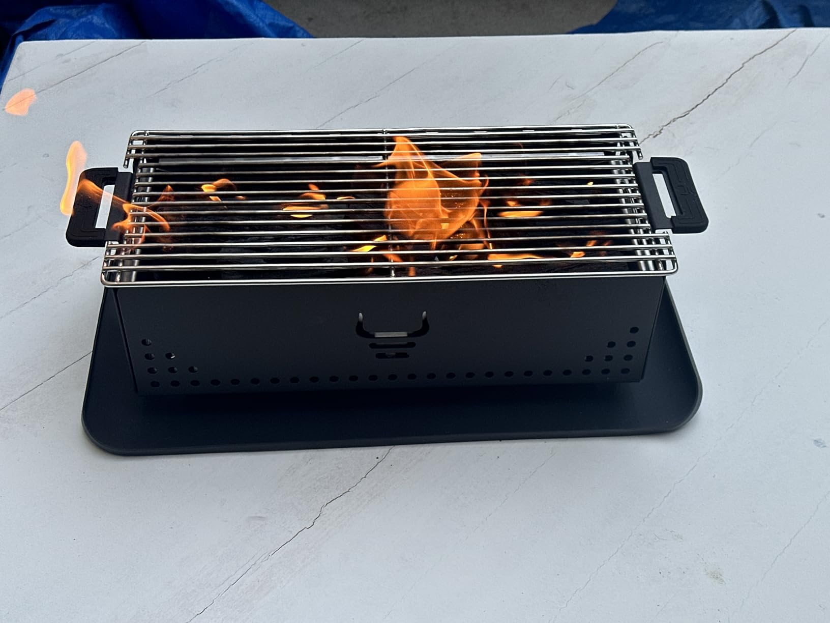 Hibachi Charcoal Grill, Easy to Use Charcoal Grill, Outdoor Tabletop Safe, Great for Travel, Camping, Patio, Balcony, Made from Stainless Steel, Operates Up to 750ºF, 5 Yr Warranty (Matte Black) customer photo 1