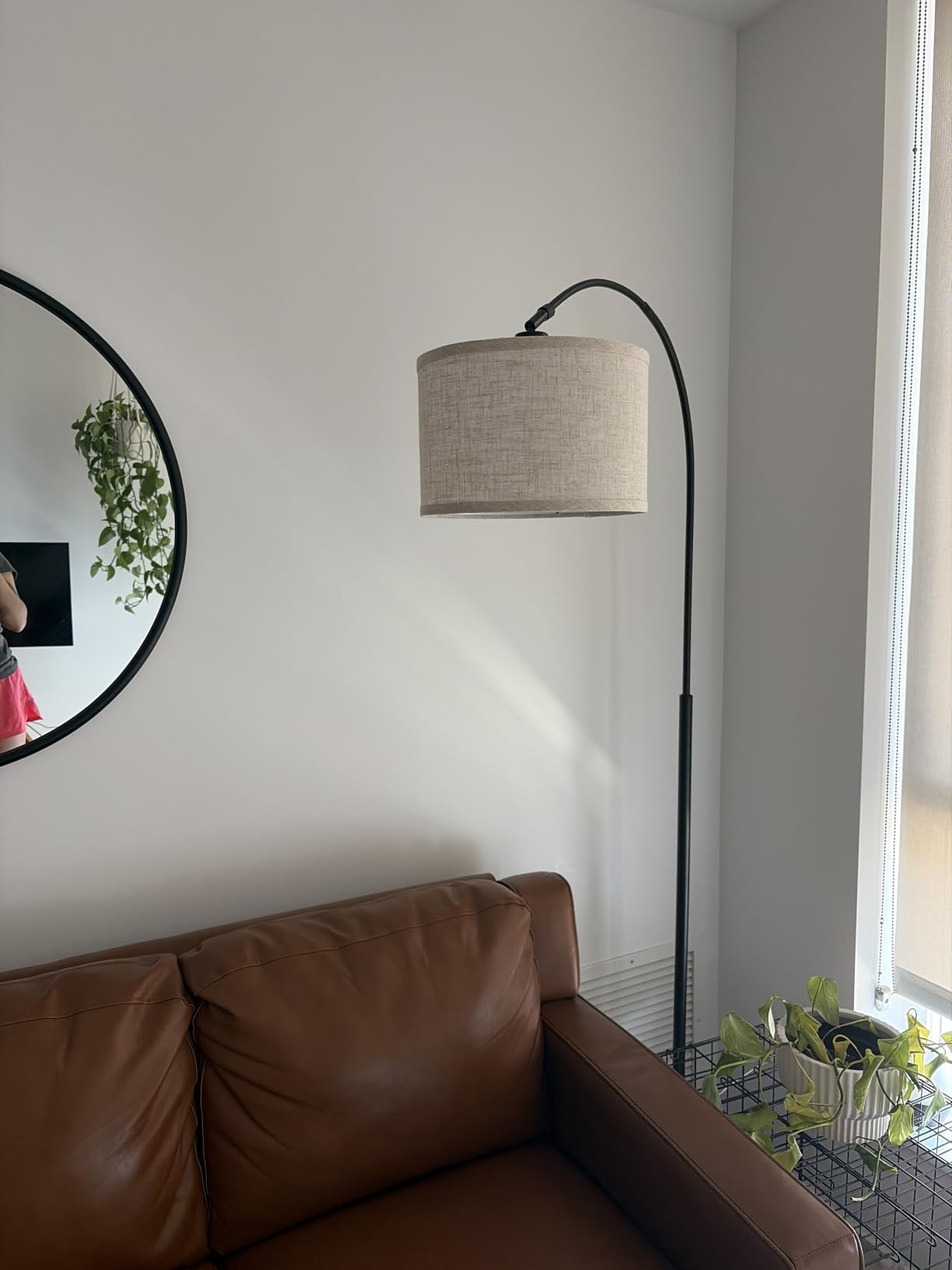 Arc Floor Lamp, Dimmable Floor Lamp with Adjustable Hanging Shade, Silver | Modern Arched Standing Lamp, Tall Pole Reading Light for Living Room, Bedroom, Over Couch, Office, 9W LED Bulb Included customer photo 1