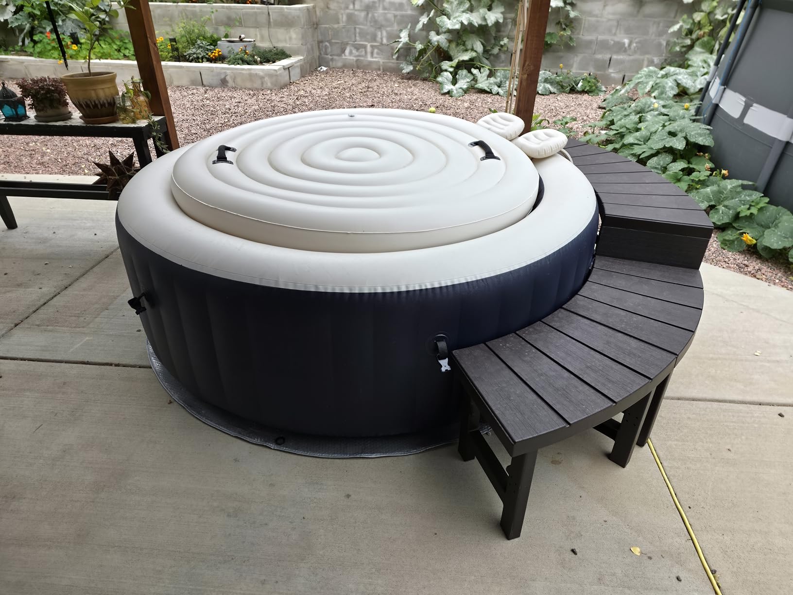 INTEX PureSpa 4 Person Inflatable Hot Tub Bundle w/Energy-Efficient Cover | 28429EP Bubble Massage: Built-in Hard Water Treatment, 77in x 28in, Cobalt Blue - Set of 2 Foldable PureSpa Benches Included customer photo 1