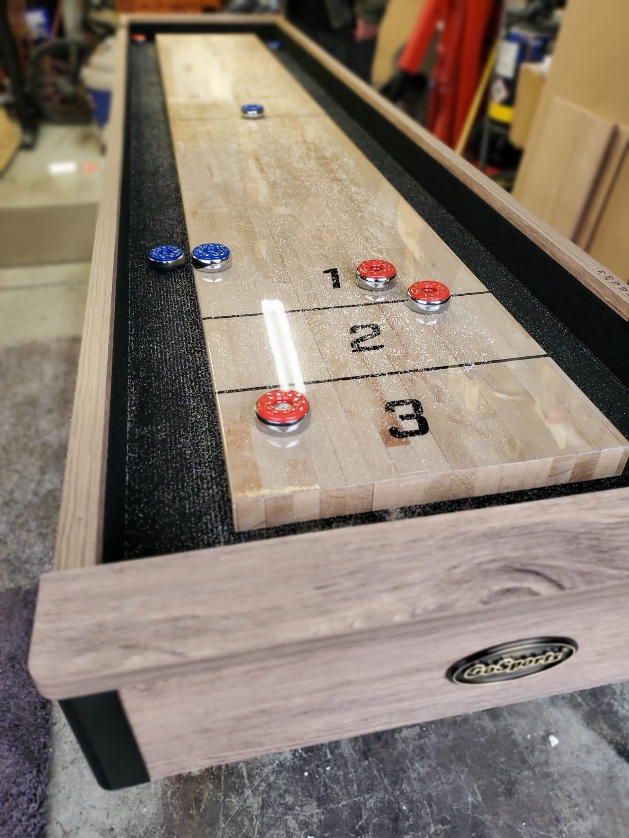 GoSports Premium 9 ft Shuffleboard Table with 8 Pucks, Shuffleboard Wax, and Brush customer photo 2