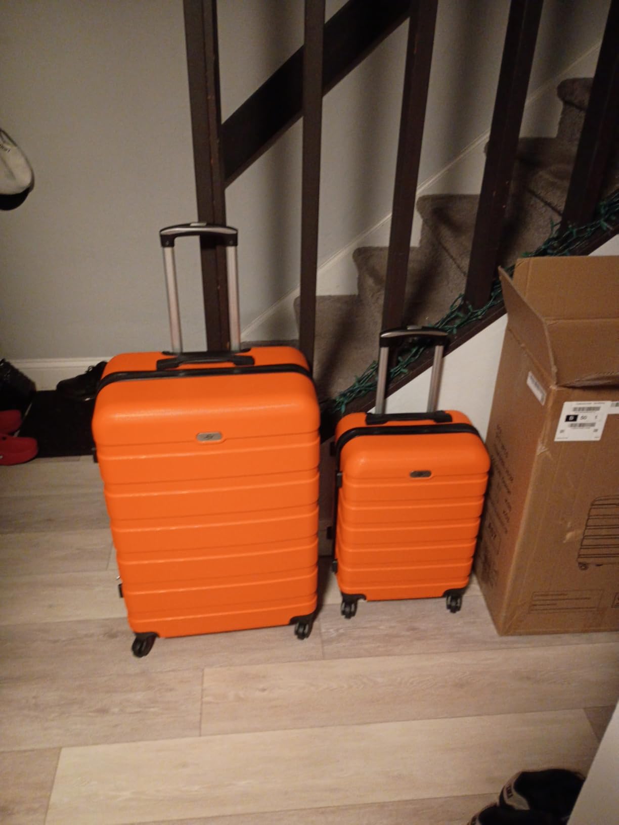 Luggage 3 Piece Sets Hard Shell Luggage Set with Spinner Wheels, TSA Lock, 20 24 28 inch Travel Suitcase Sets, Orange customer photo 2