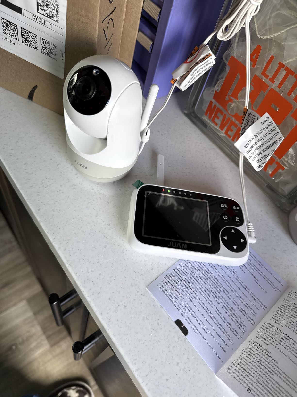 JUAN Baby Monitor with Camera and Audio, No WiFi 100% Private, 3500mAh Long Battery, 1000ft Range Connection, Remote Pan-Tilt-Zoom, Crystal Night Vision, 2-Way Talk for Newborn Infant customer photo 1