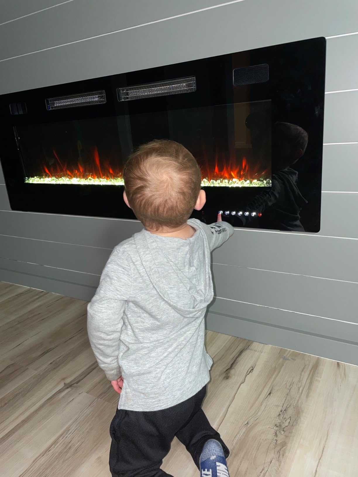 72 inch Ultra-Thin Electric Fireplace, Black | Recessed & wall mounted slim linear heater for 2x4 & 2x6 studs, 750W/1500W ultra-quiet with remote, flame colors & timer customer photo 2