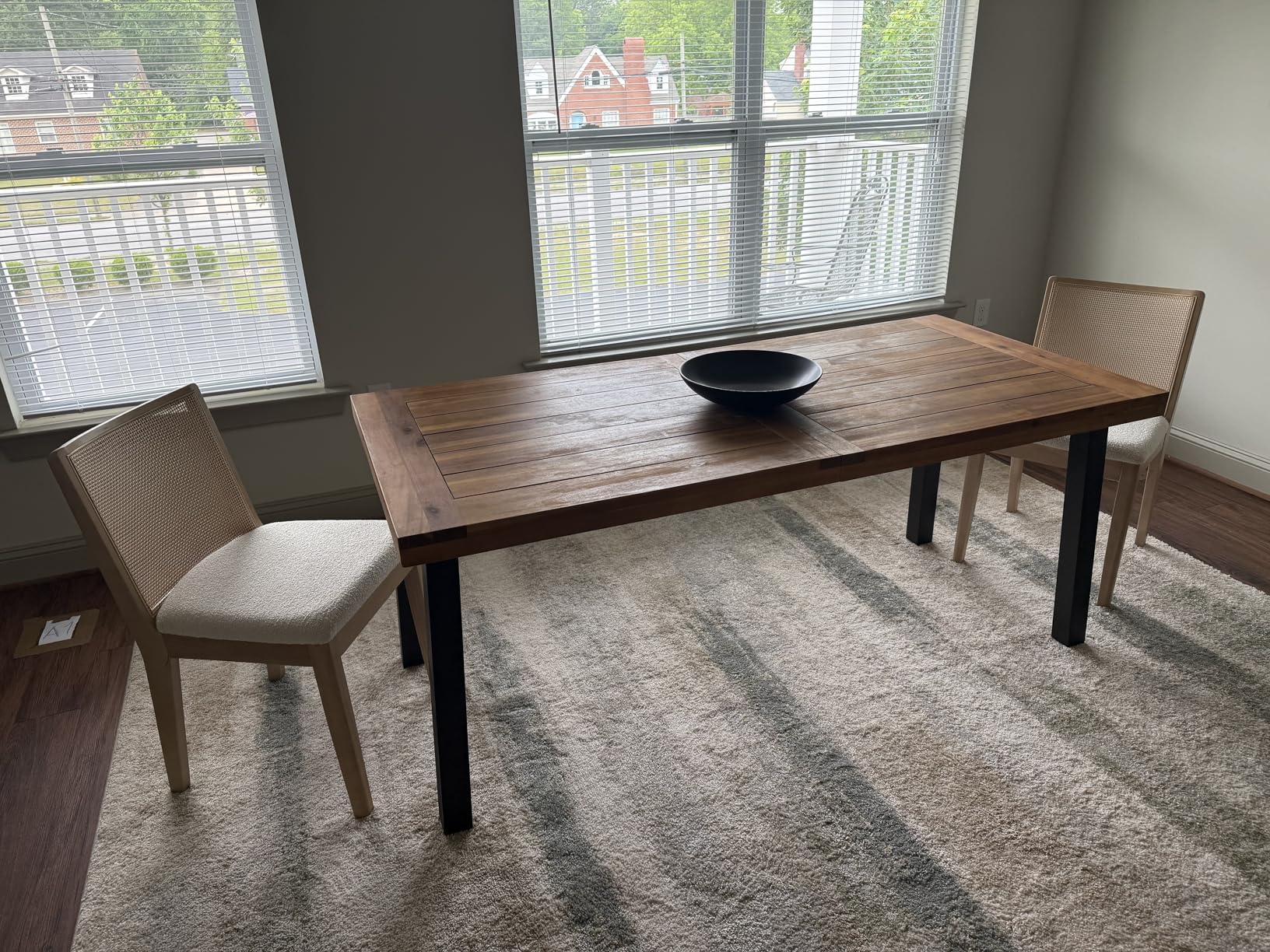 Devoko 6 Person Acacia Wood Dining Table for Kitchen, Natural, Farmhouse Indoor Outdoor customer photo 2