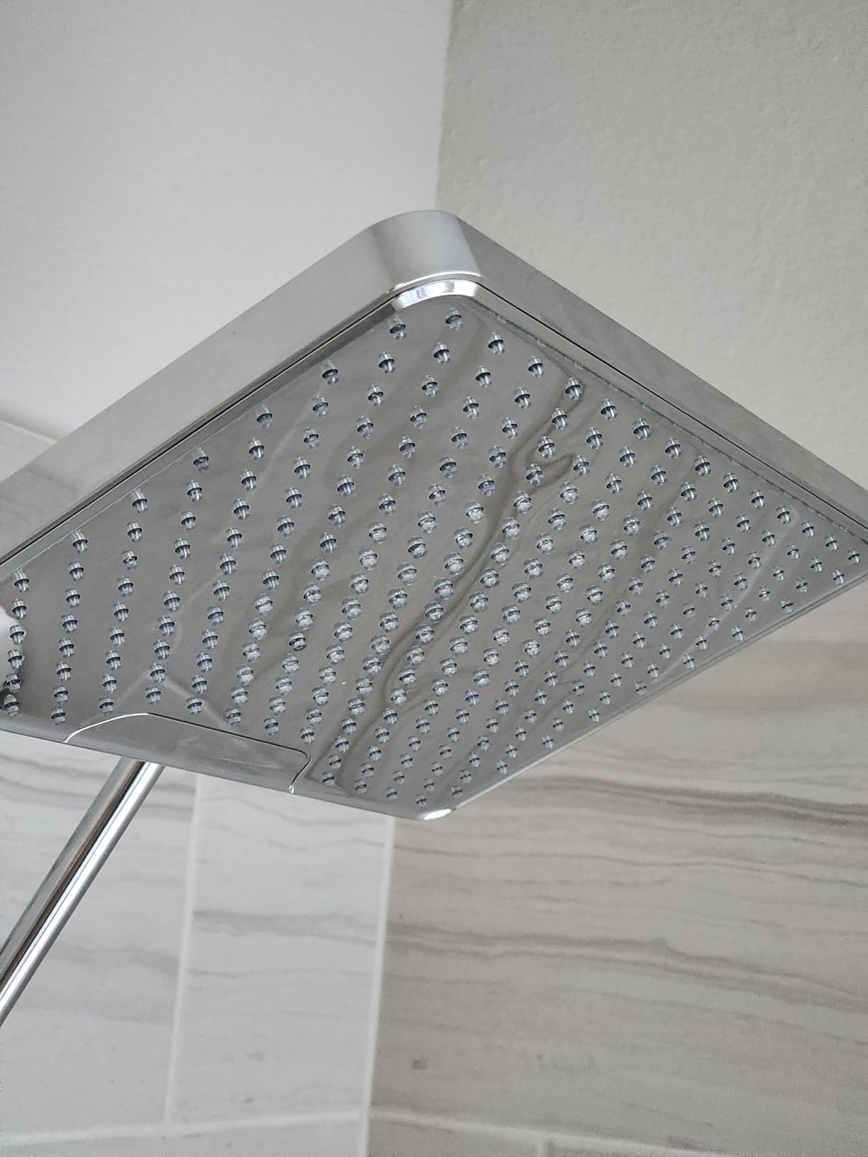 SparkPod 12 Inch Rectangle Rain Shower Head - Ceiling or Wall Mount Rainfall Shower Head - Large Coverage Showerhead - Brass Ball Joint with 360° Adjustment - 1-Min Install (Elegant Brushed Nickel) customer photo 2