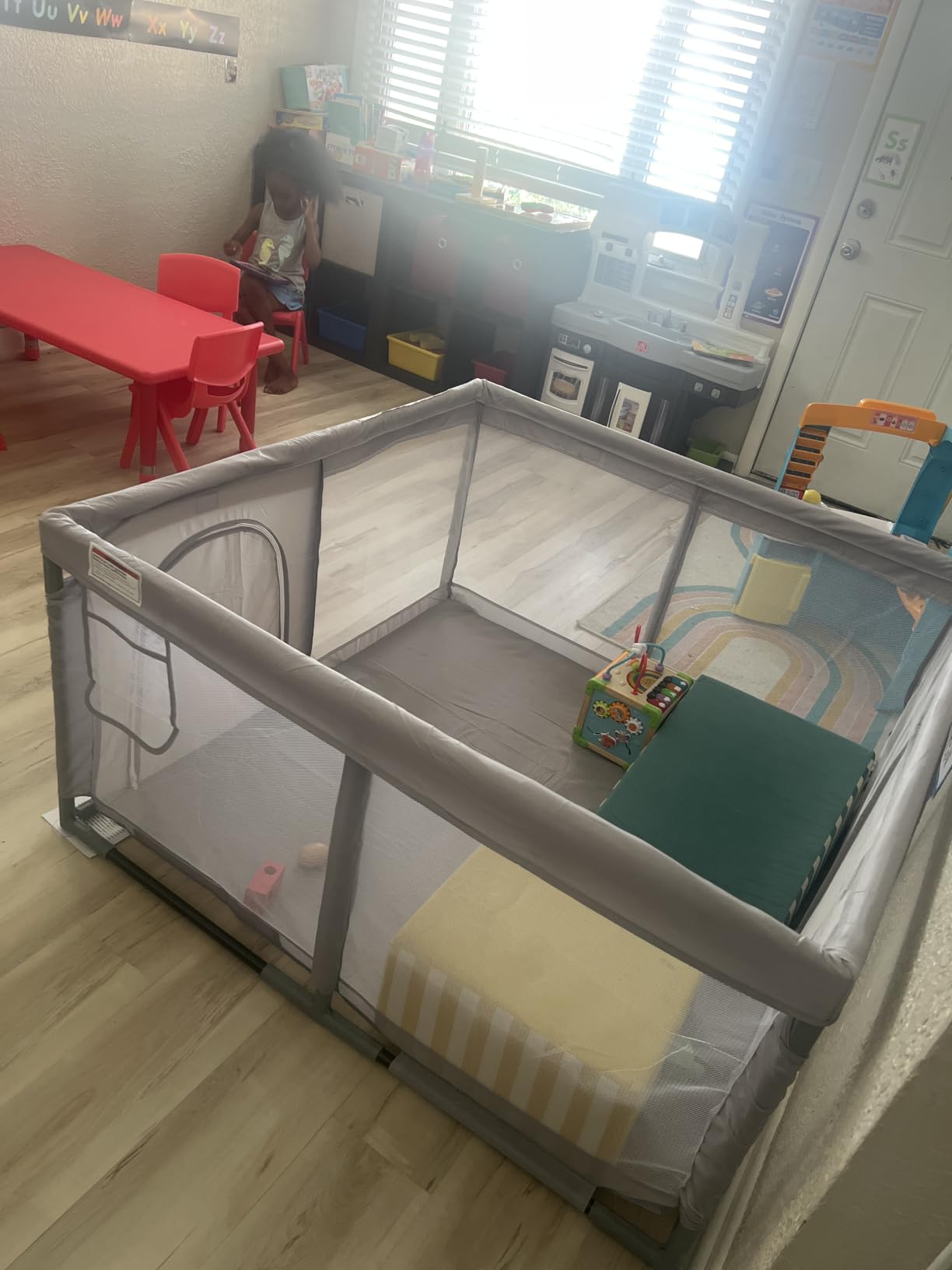 Hiaksedt Baby Playpen 50x50 Inch, Play Pens for Babies and Toddlers Baby Fence Play Yards for Indoor & Outdoor with Breathable Mesh Anti-Fall Playpen customer photo 2