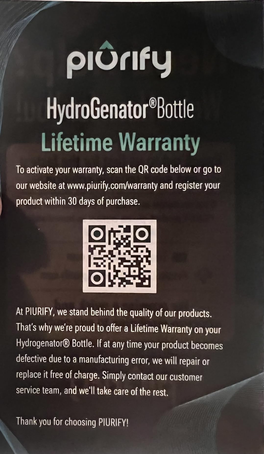 PIURIFY Hydrogen Water Bottle Generator | 6300+ PPB in 3 Cycles | 10 oz | Extended Warranty | USA Certified | SPE/PEM Tech | Portable | Black customer photo 1