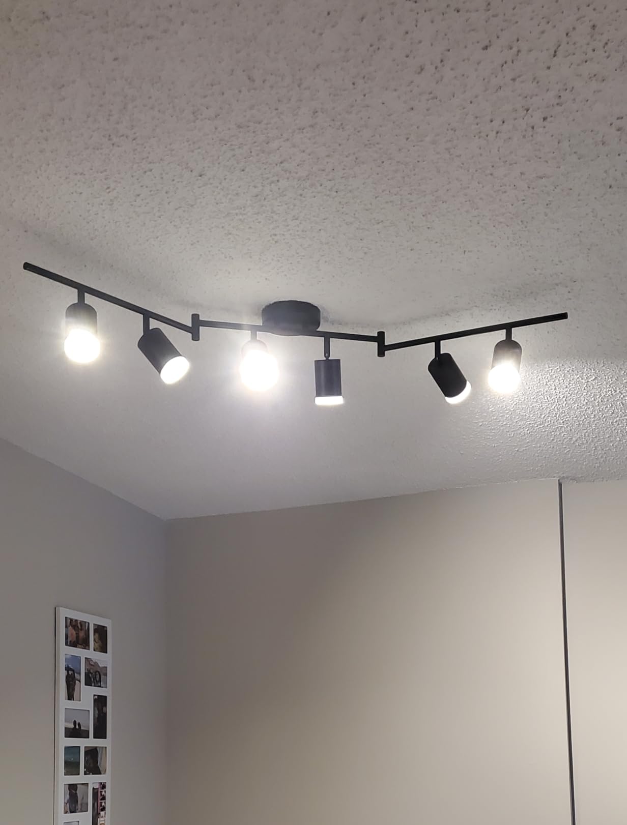 Bojim 6 Light Black Track Lighting Kit, Modern LED Track Lighting Fixtures Ceiling, Flexibly Rotatable LED Light Head with Acrylic Ring, Kitchen Ceiling Track Light (GU10, Bulbs Not Included) customer photo 2