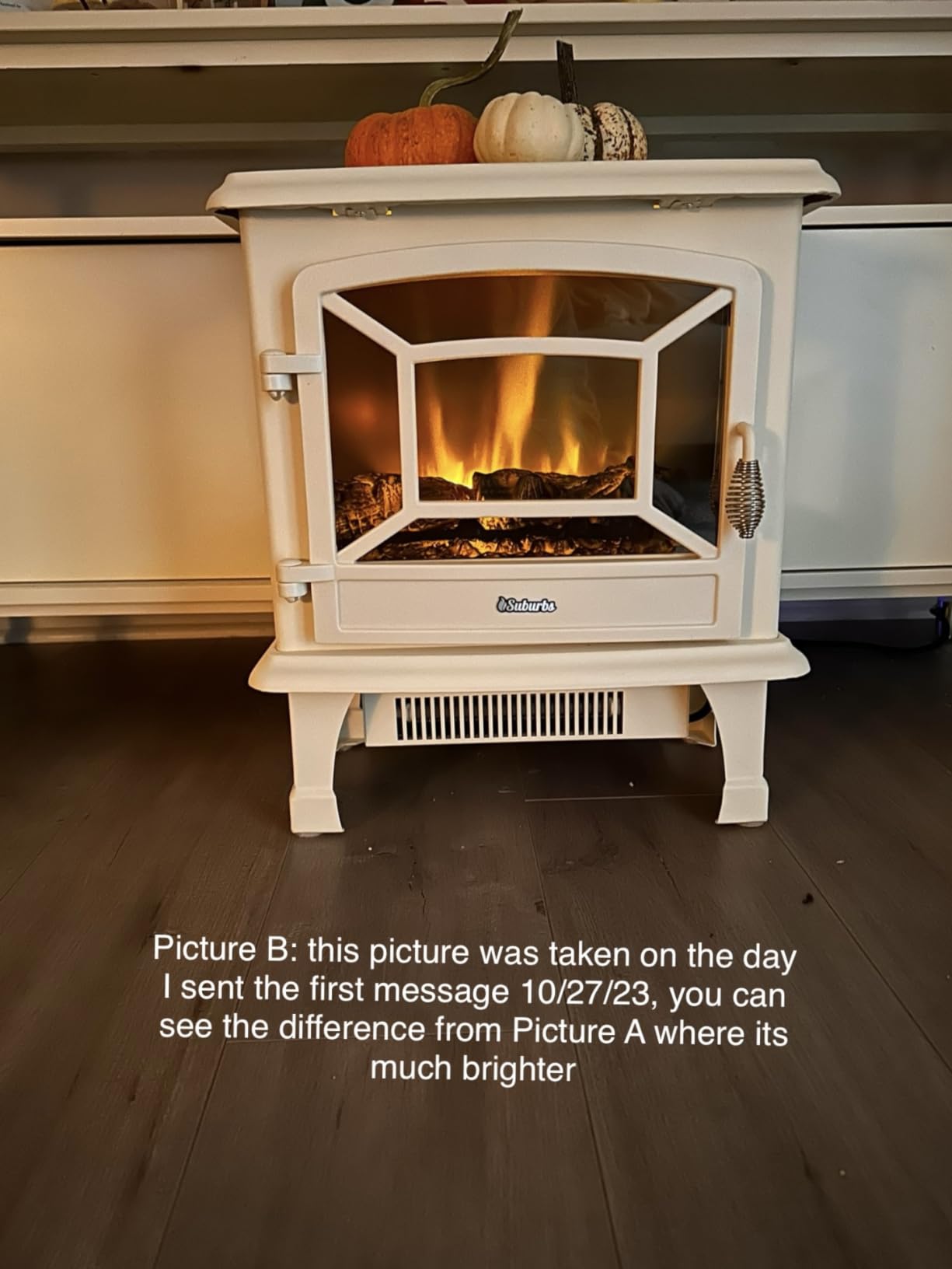 TURBRO Suburbs 20 in. Electric Fireplace Infrared Heater with Crackling Sound, Freestanding Fireplace Stove with Realistic Flame Effect, CSA Certified, Overheating Protection, Easy to Assemble, 1400W customer photo 1