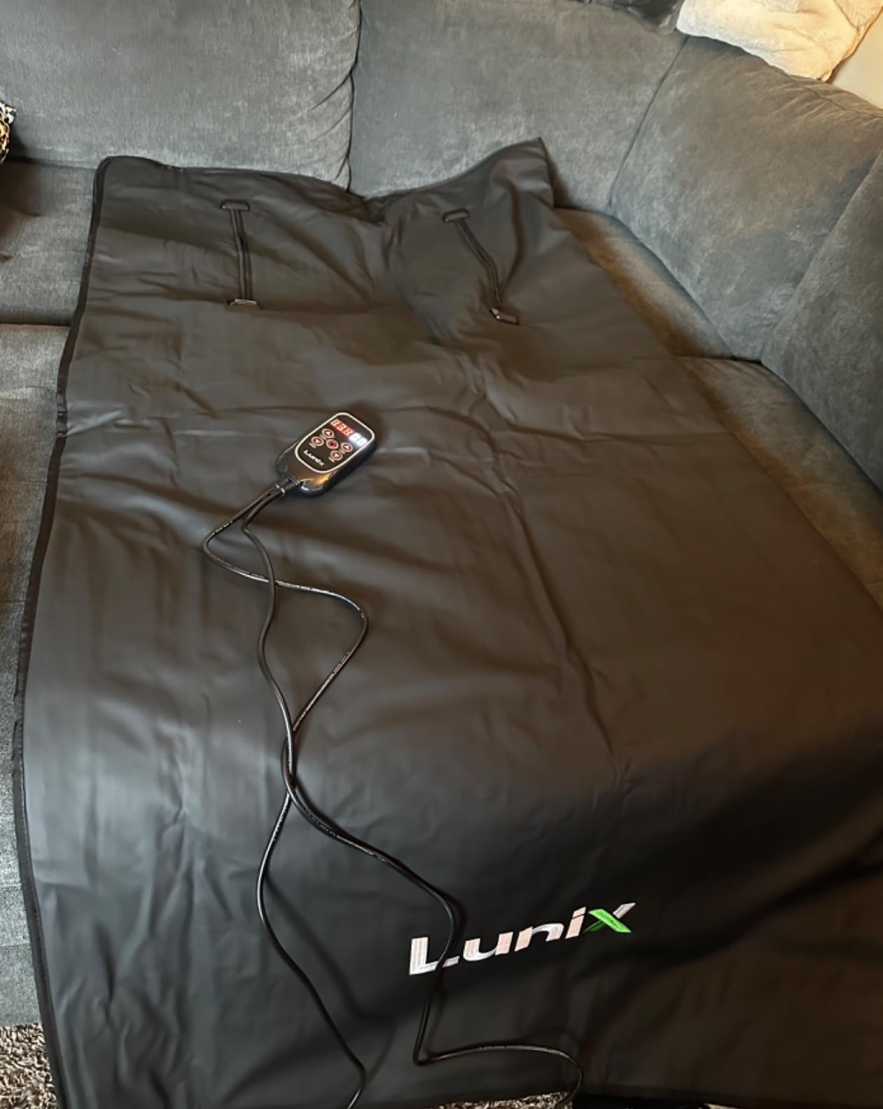 Lunix LX17 Far Infrared Sauna Blanket, Portable Sauna for Home - Adjustable 77-176F Heat, Low EMF, Dual Zippers, Arm Openings, Pillow, Detox Wraps, Hot Cold Pack & Carry Bag customer photo 2