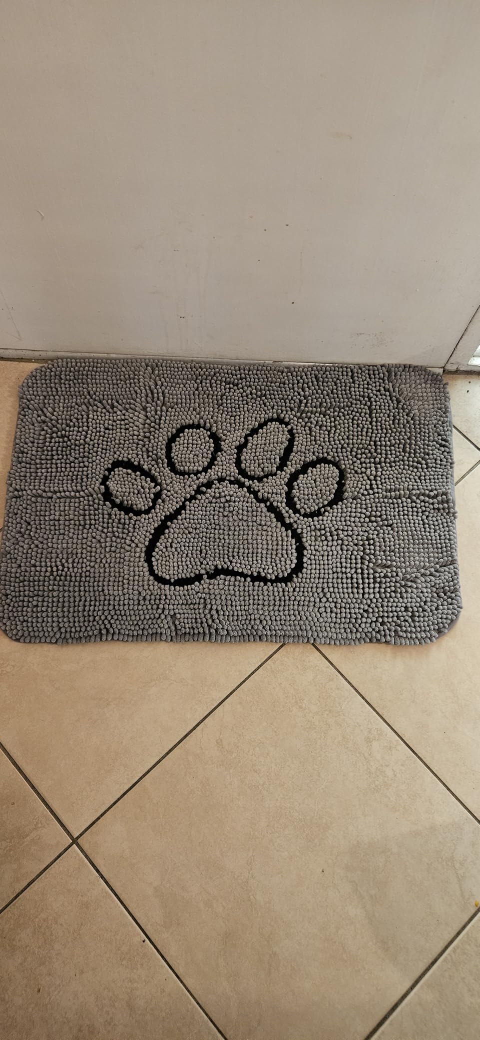 Smiry Dog Door Mat for Muddy Paws, Absorbent Non Slip Dirt Trapper, 30x20, Grey and Black, Quick Dry Washable Chenille Mat for Mud Dogs, Entry Rug for Indoor and Outdoor customer photo 2