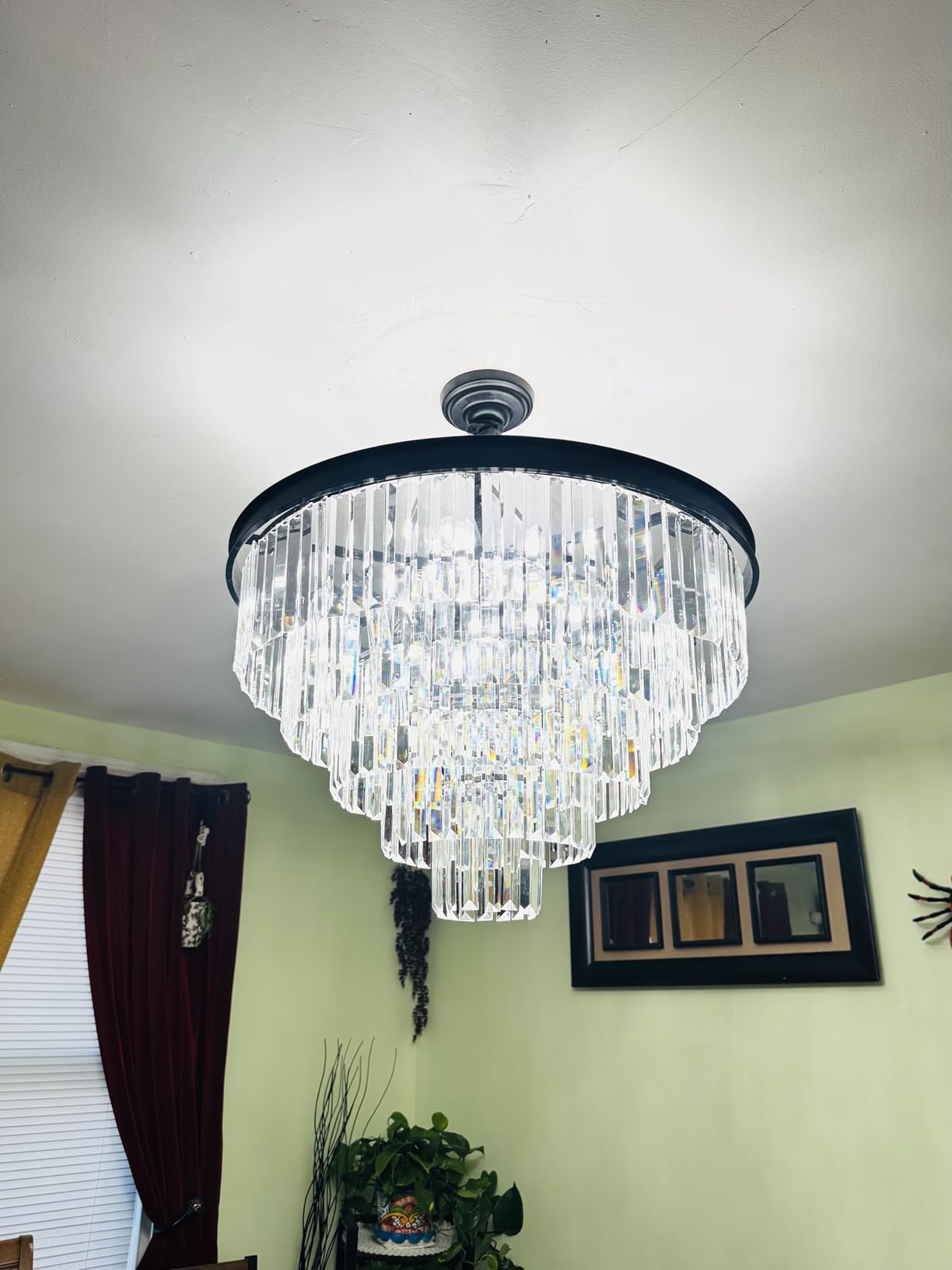 A AXILIXI Large Crystal Chandelier Modern Black 30